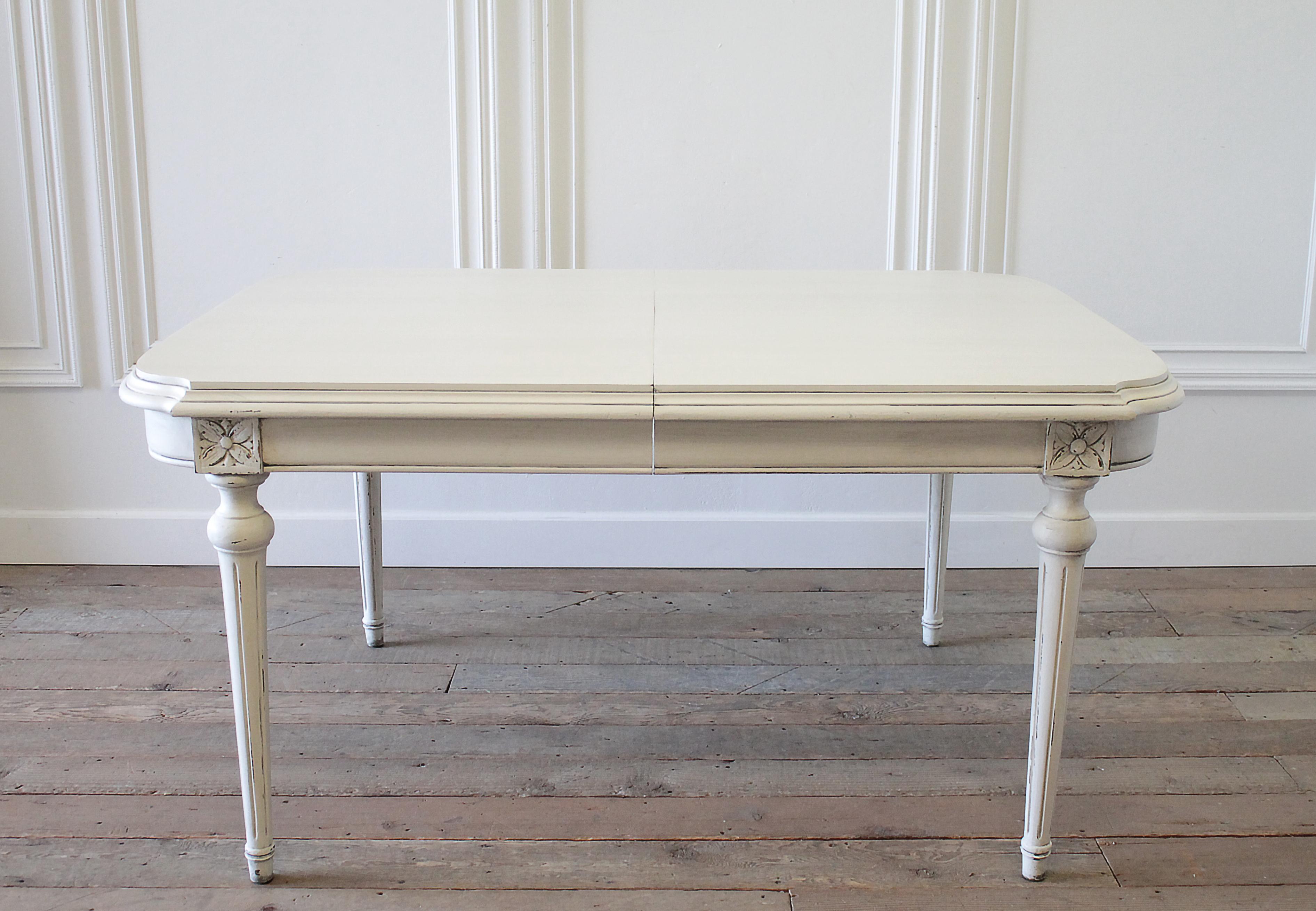 Carved 20th Century Louis XVI Style Dining Table with Leaf