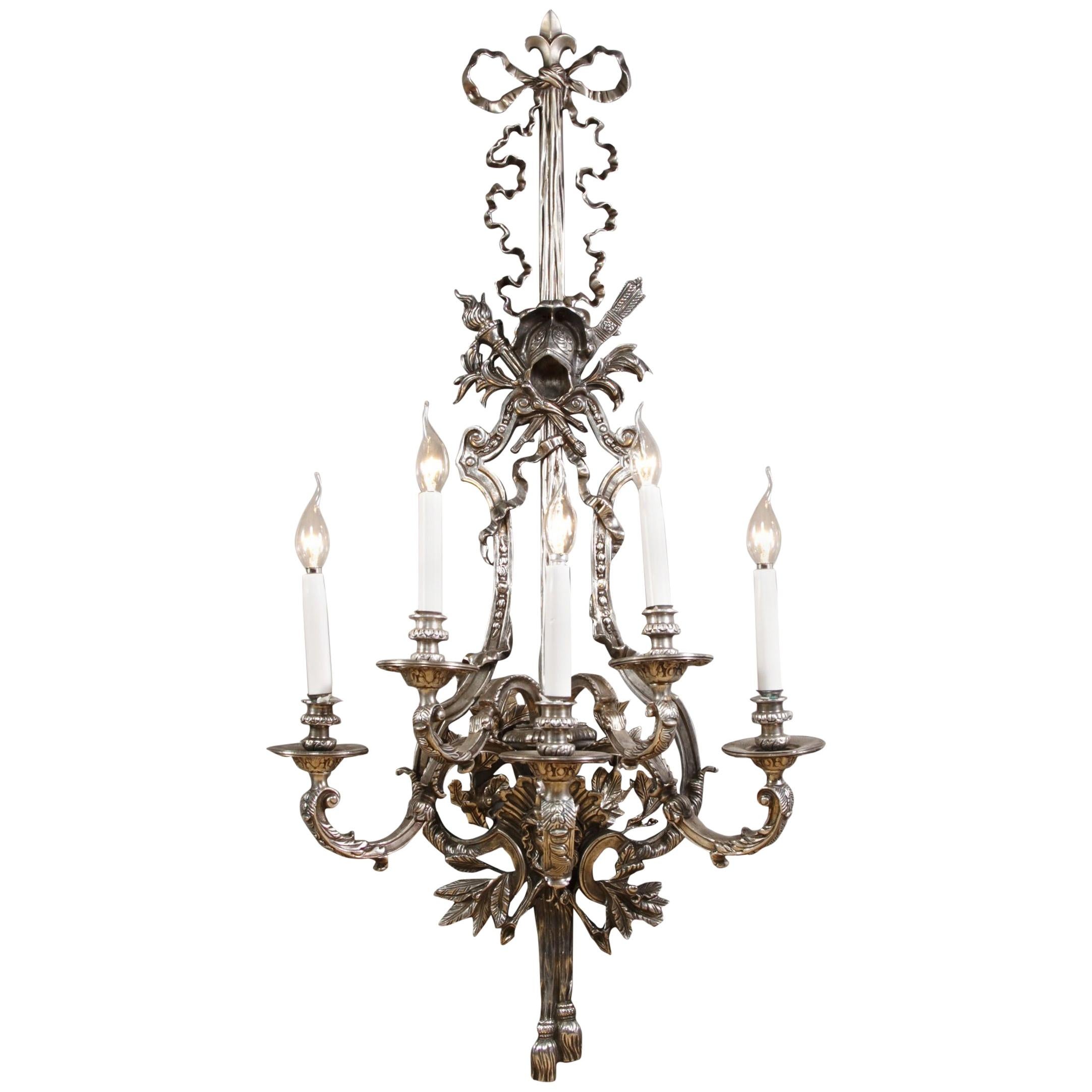 20th Century Louis XVI Style Five-Flamed-Light Applique For Sale