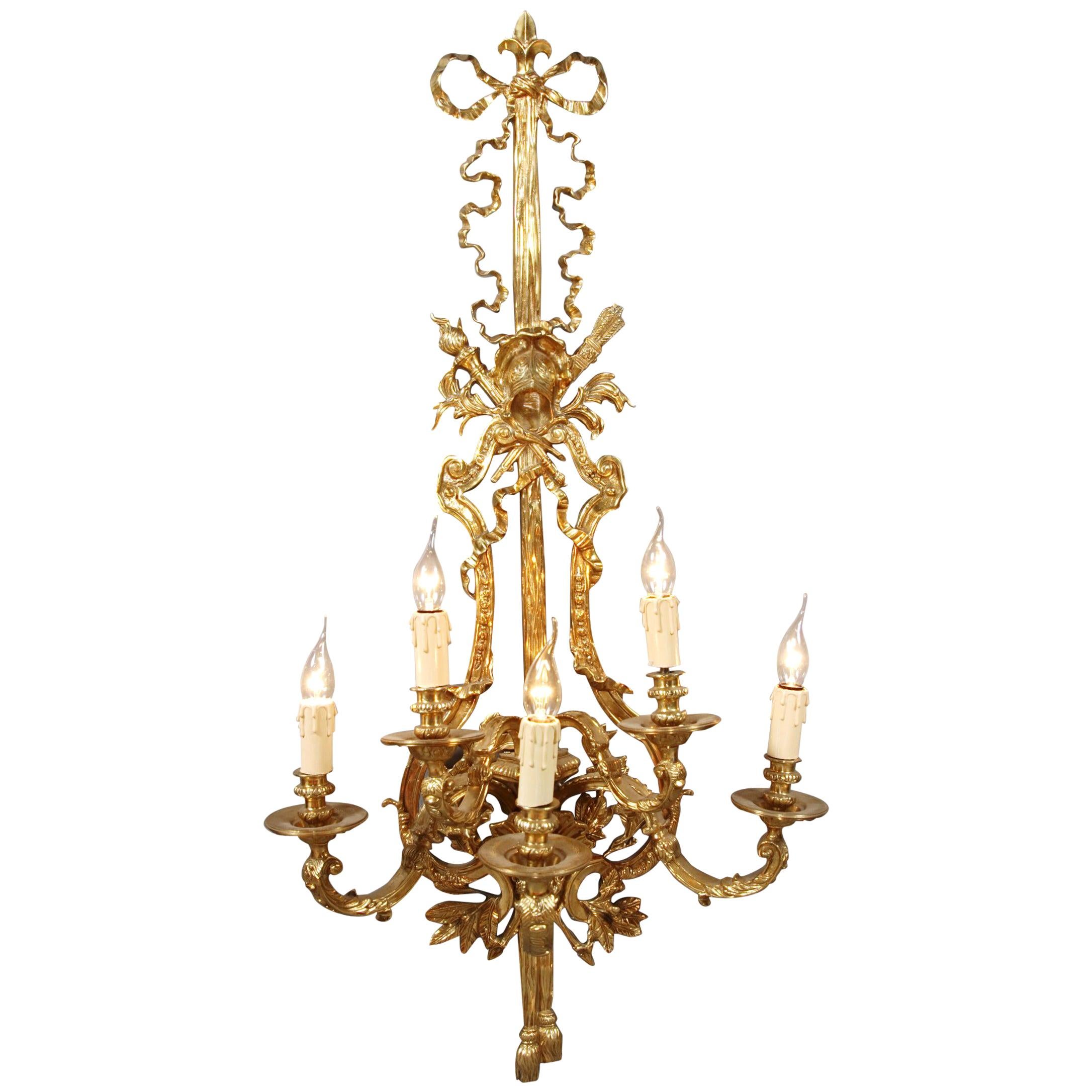 20th Century Louis XVI Style Five-Flamed-Light Applique For Sale