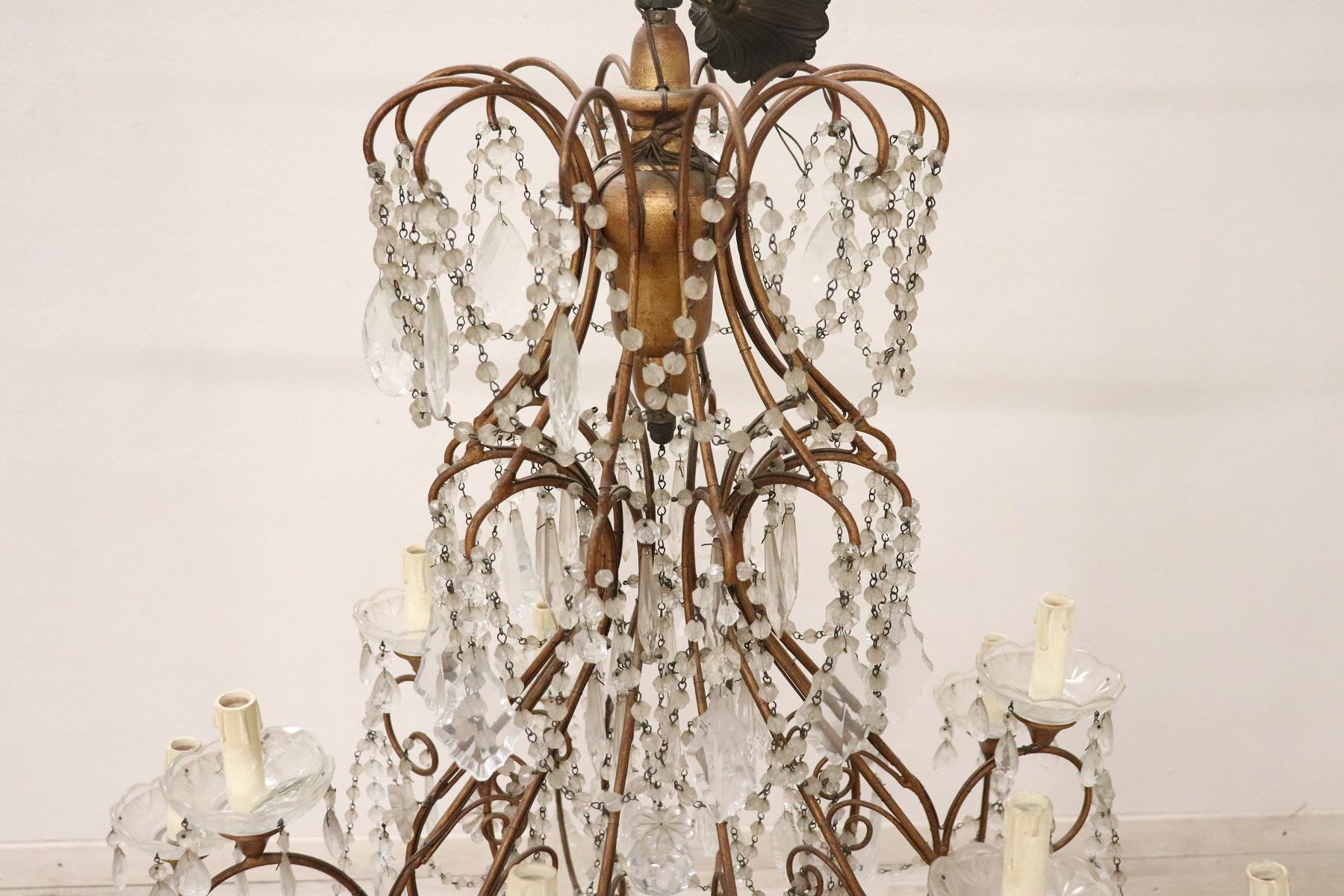 20th Century Louis XVI Style Gilded Bronze and Crystals Large Luxury Chandelier (Italienisch)