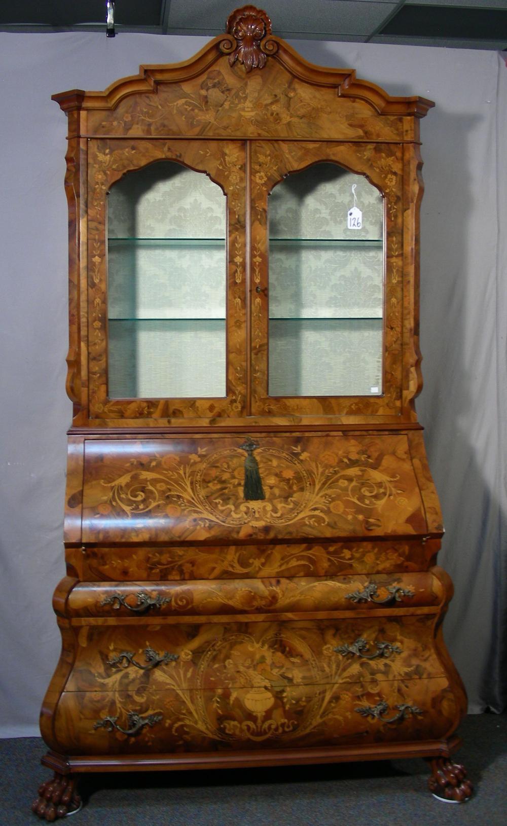 Wood 20th Century Louis XVI Style Italian Inlaid Secretary For Sale