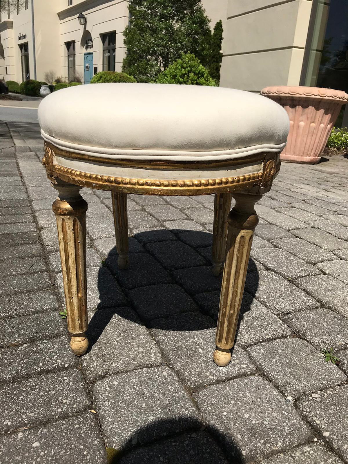 20th century Louis XVI style Italian oval stool.