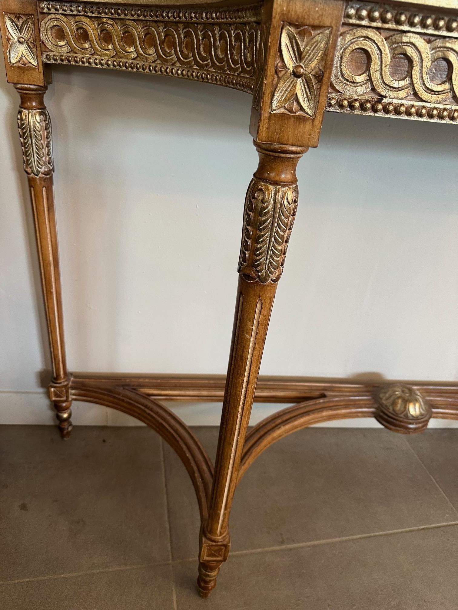 20th century Louis XVI style Marble and Gilded Wood Console Table, 1950s For Sale 3