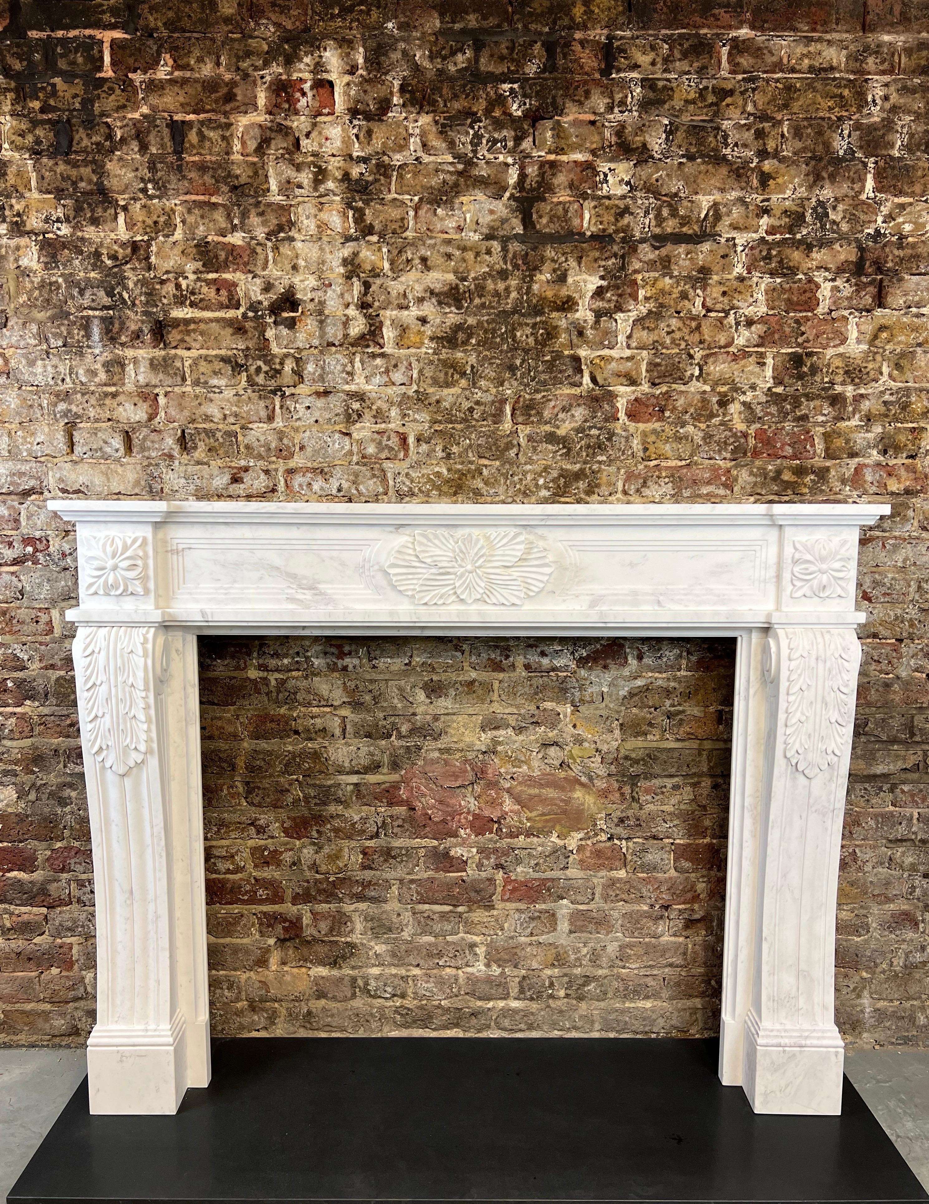 20th Century Louis XVI Style Marble Fireplace Mantlepiece 14