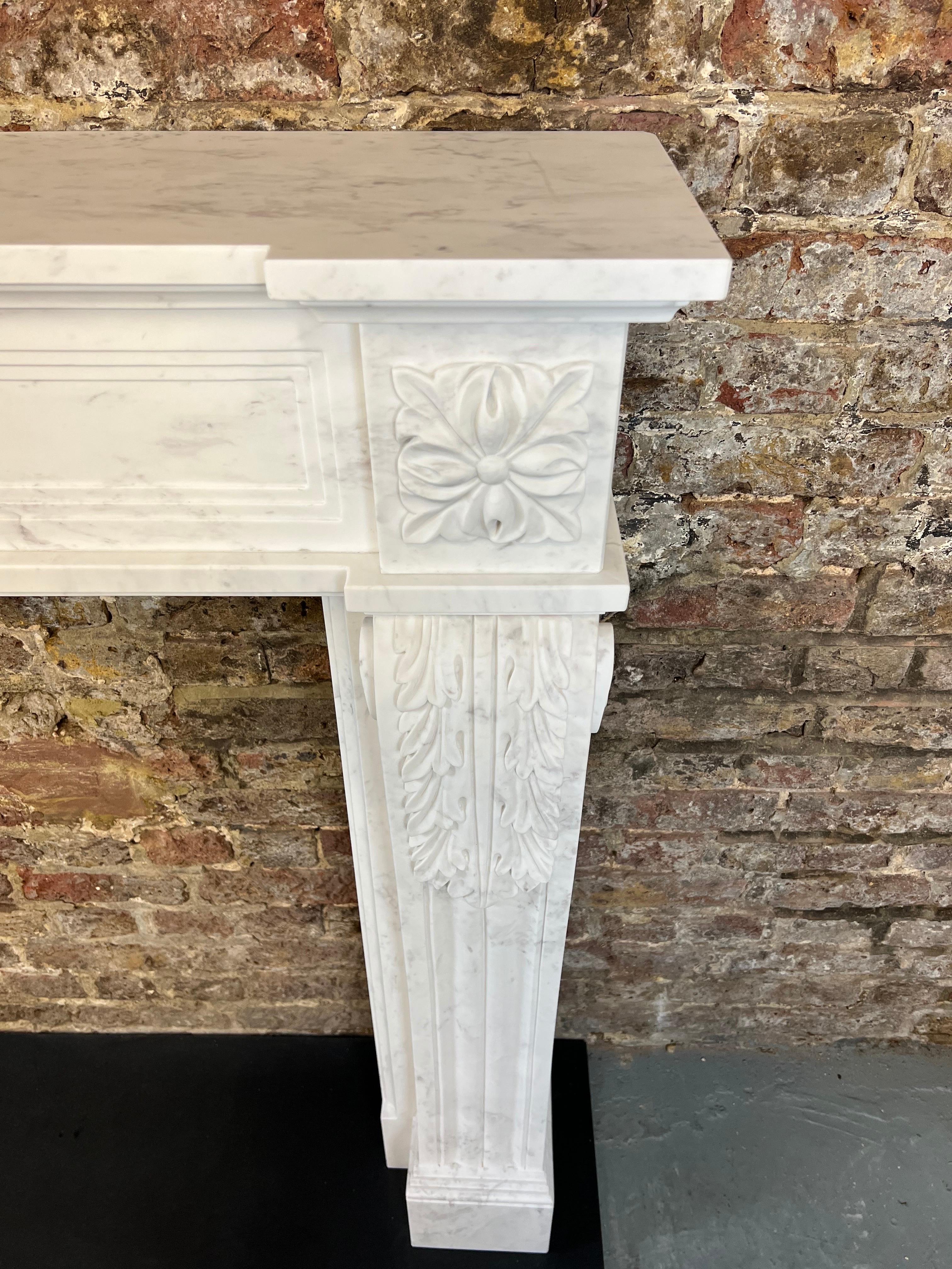 French 20th Century Louis XVI Style Marble Fireplace Mantlepiece