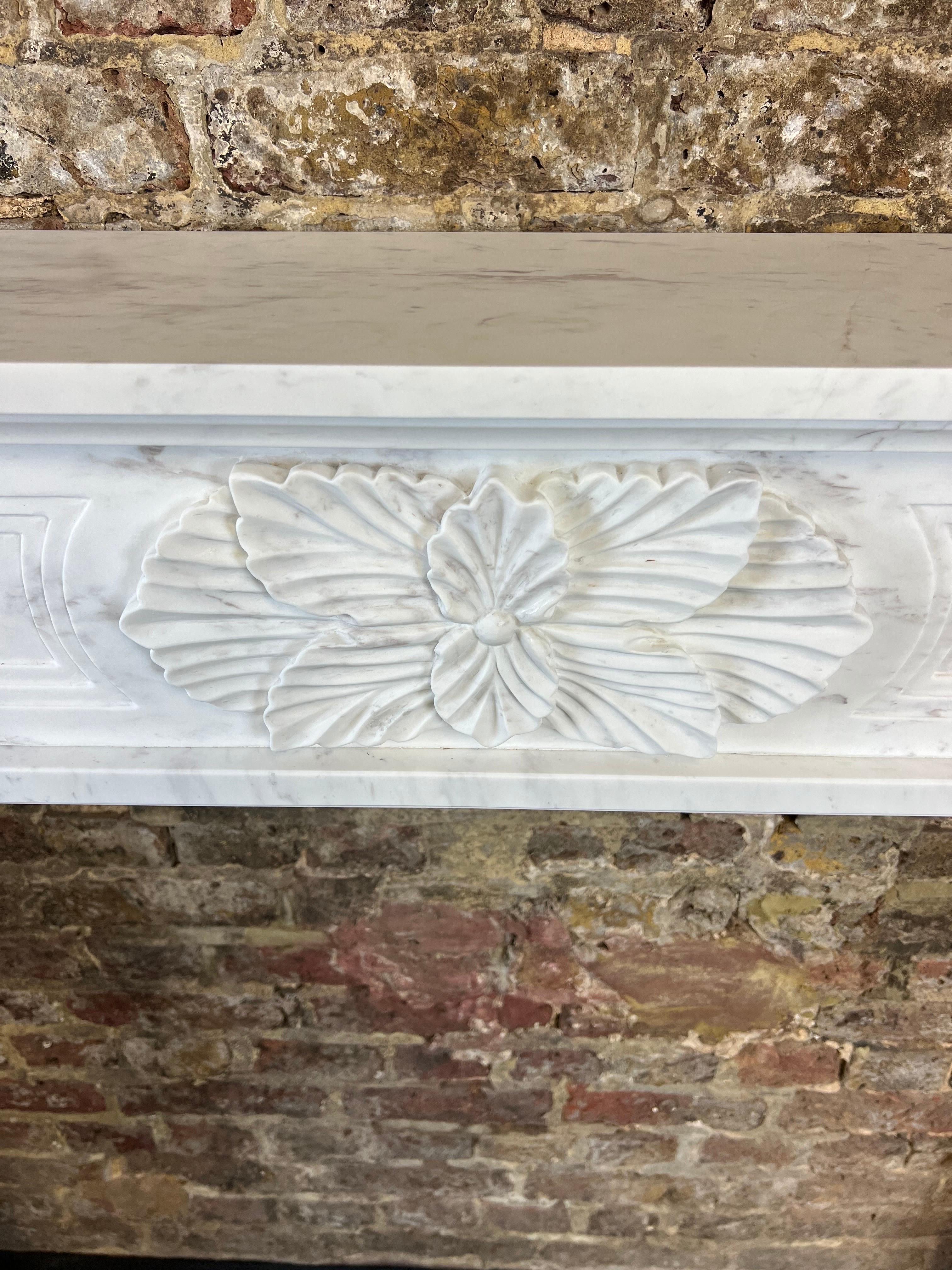 Hand-Carved 20th Century Louis XVI Style Marble Fireplace Mantlepiece
