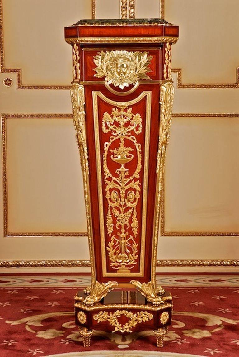 Veneer 20th Century Louis XVI Style Pedestal after Jean Henri Riesener For Sale