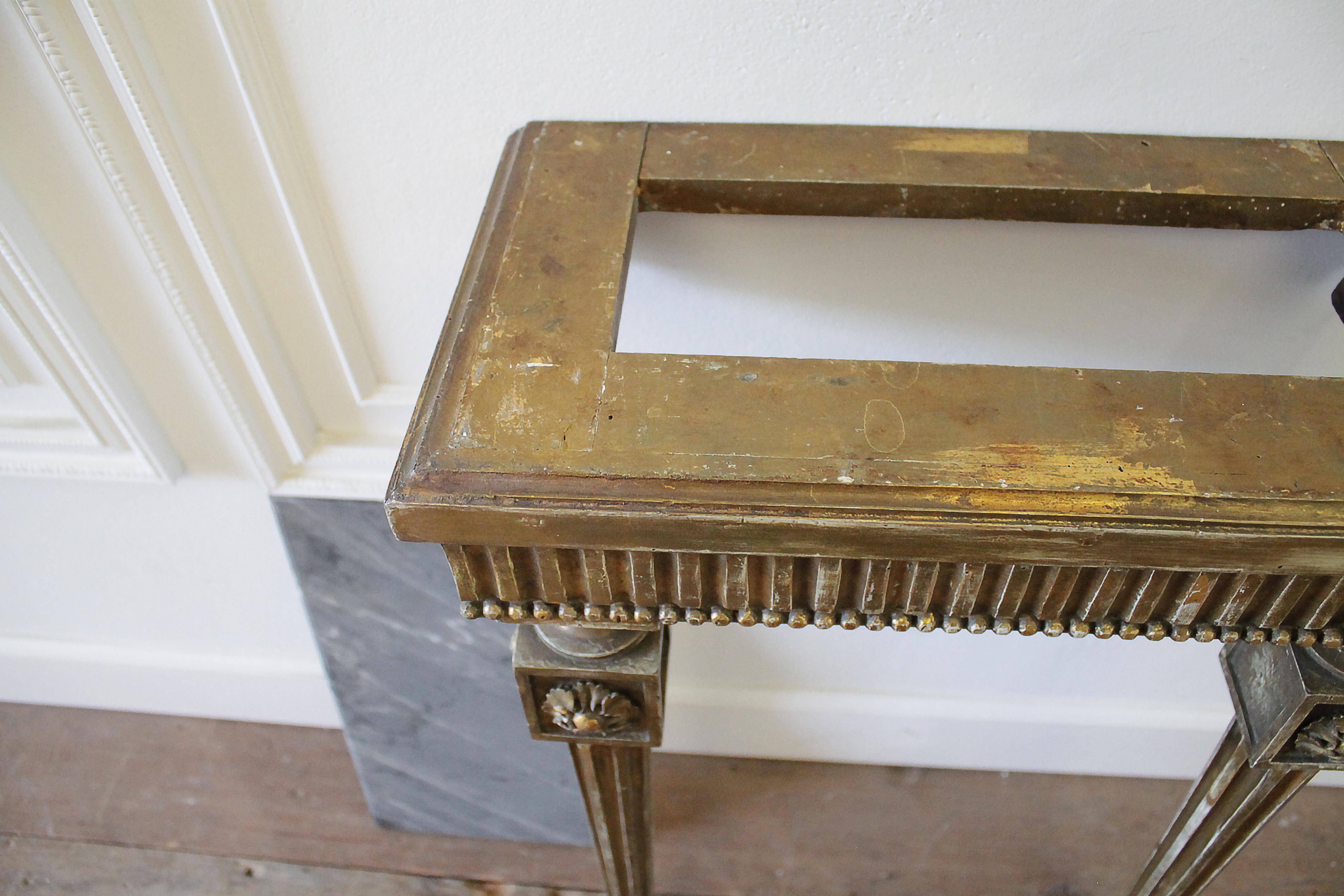 20th Century Louis XVI Style Petite Giltwood Wall Console Table with Stone Top 3