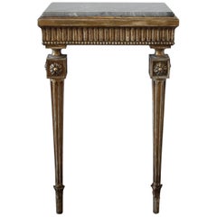 20th Century Louis XVI Style Petite Giltwood Wall Console Table with Stone Top