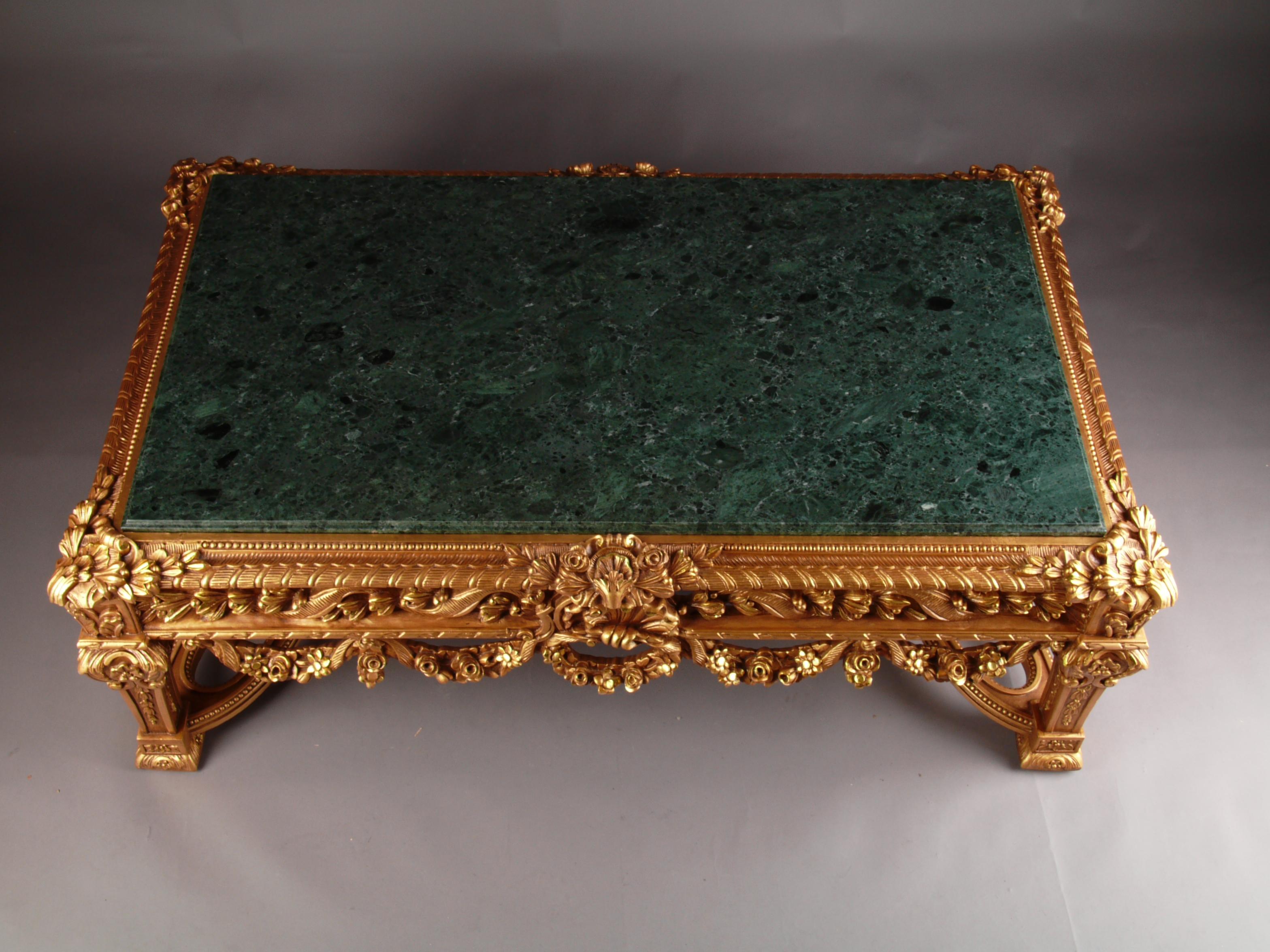 Marble 20th Century Louis XVI Style Pomp-Salon Coffee Table, Solid Beech Wood For Sale