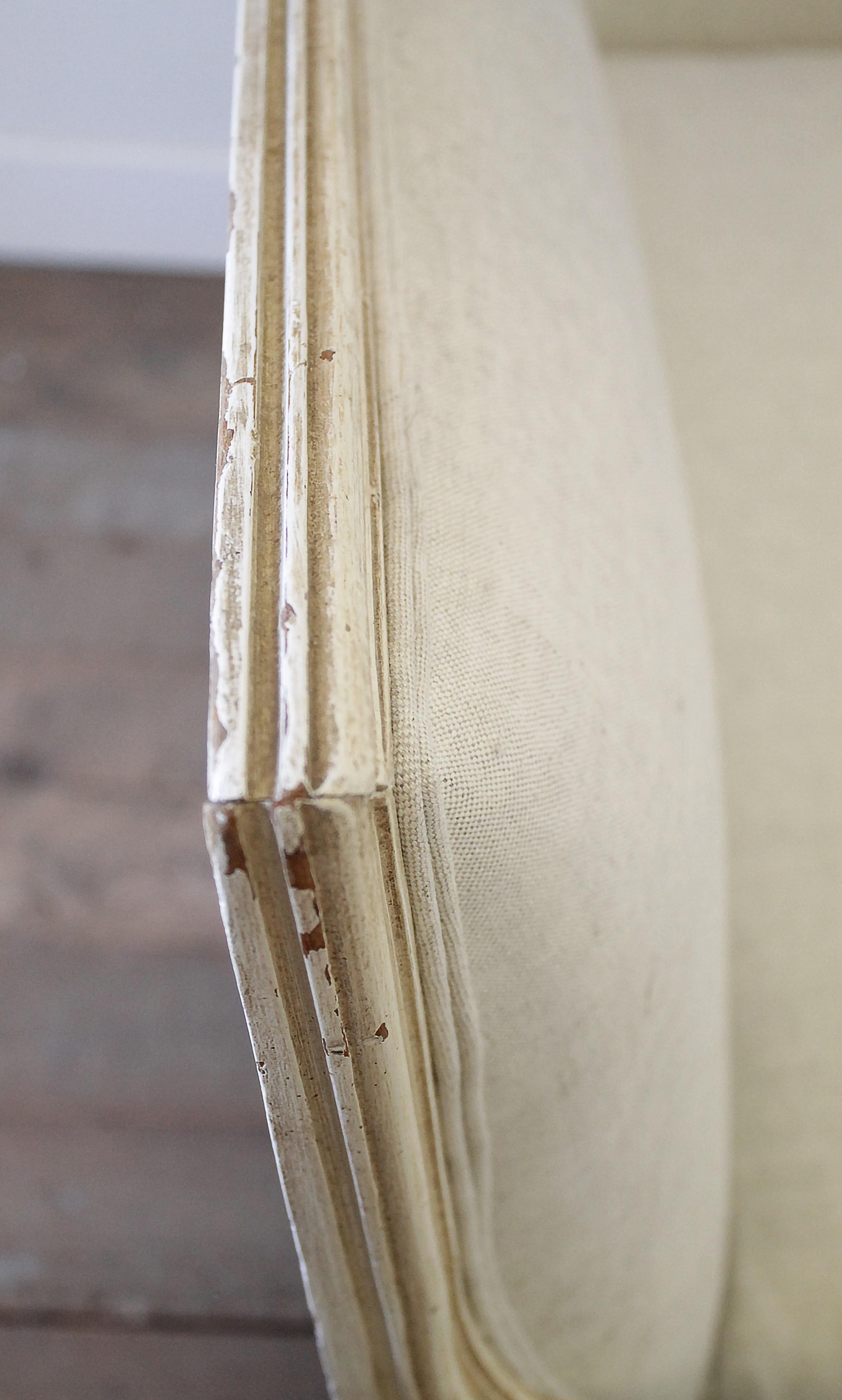 20th Century Louis XVI Style Upholstered Linen Settee 11