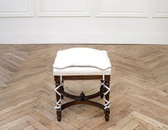 20th Century Louis XVI Style Vanity Bench with Linen Ruffle Slip Cover