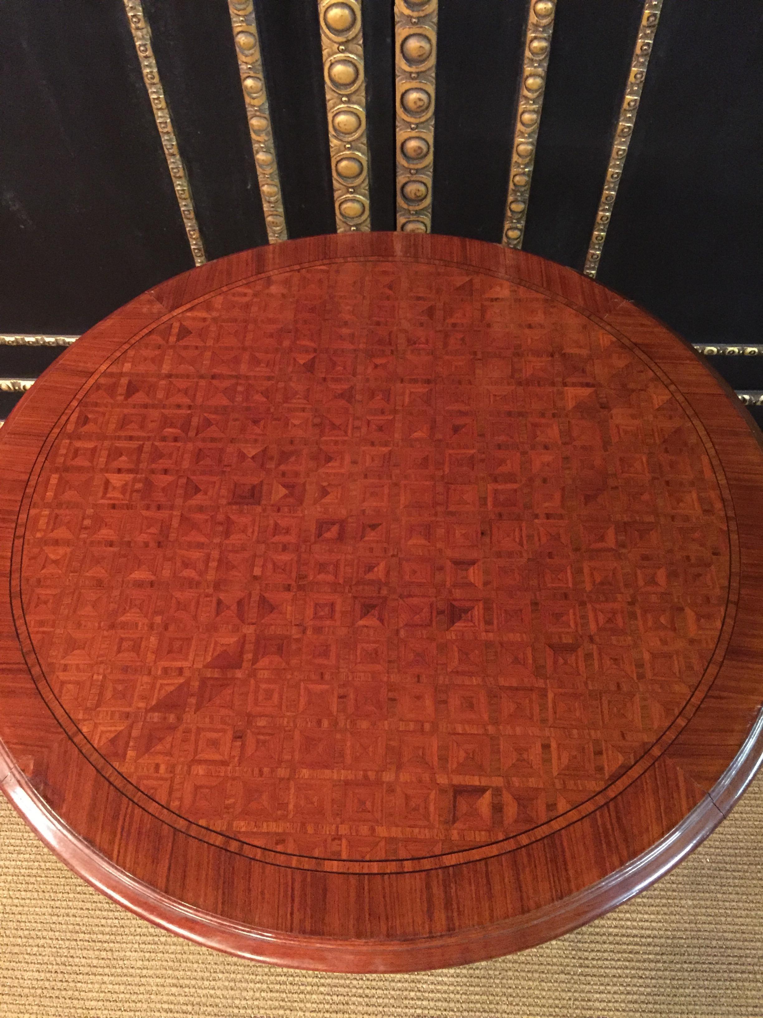 20th Century Louis XVI Style with Round Platte with Inlays French Table 2