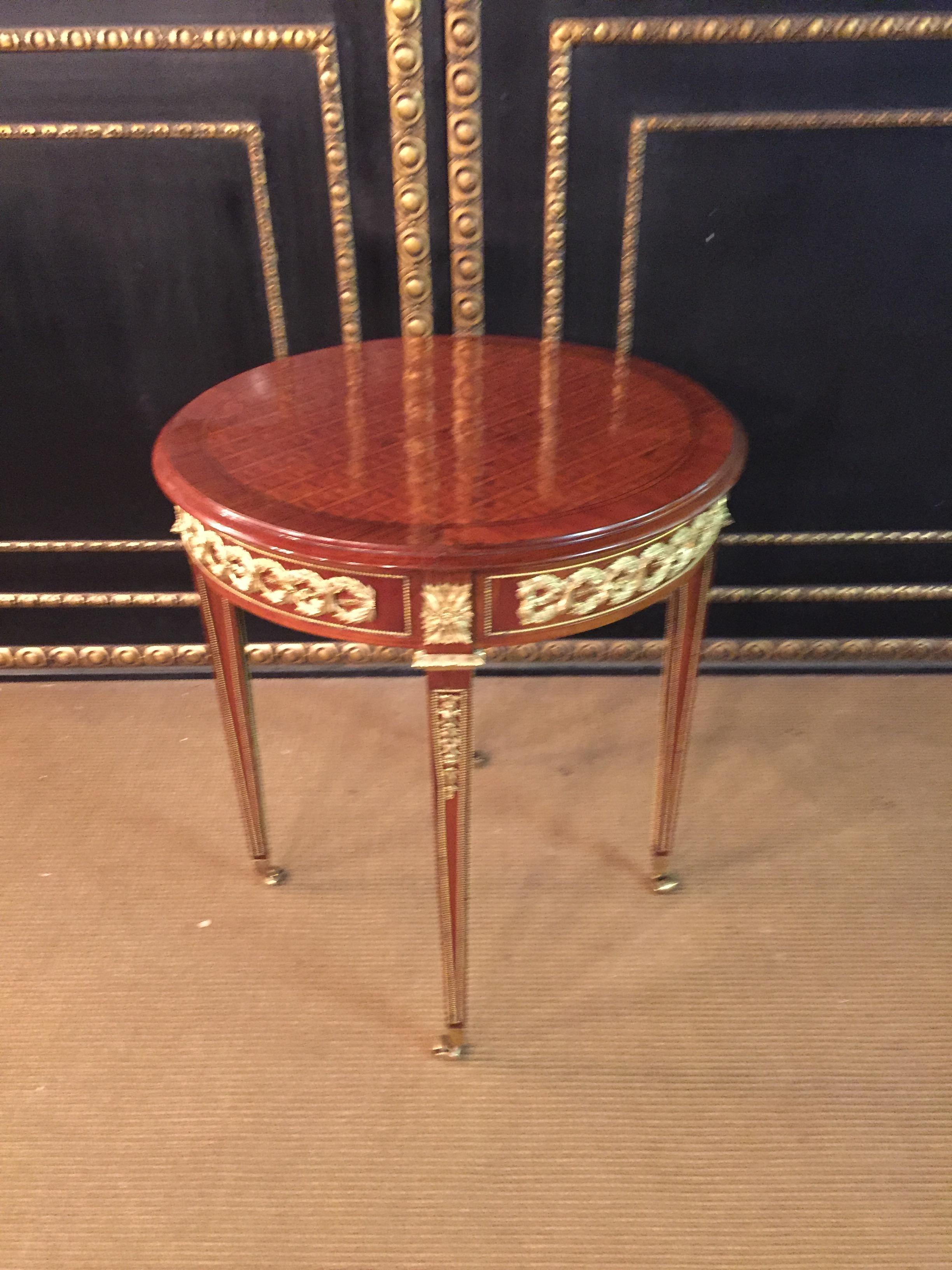 20th Century Louis XVI Style with Round Platte with Inlays French Table 4