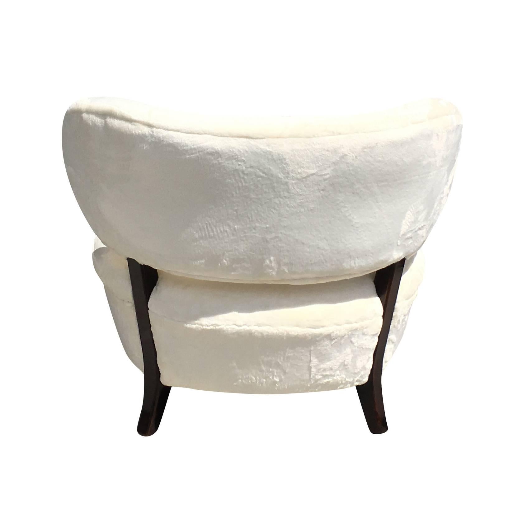 Art Deco 20th Century White Swedish Lounge Chair by Otto Schulz