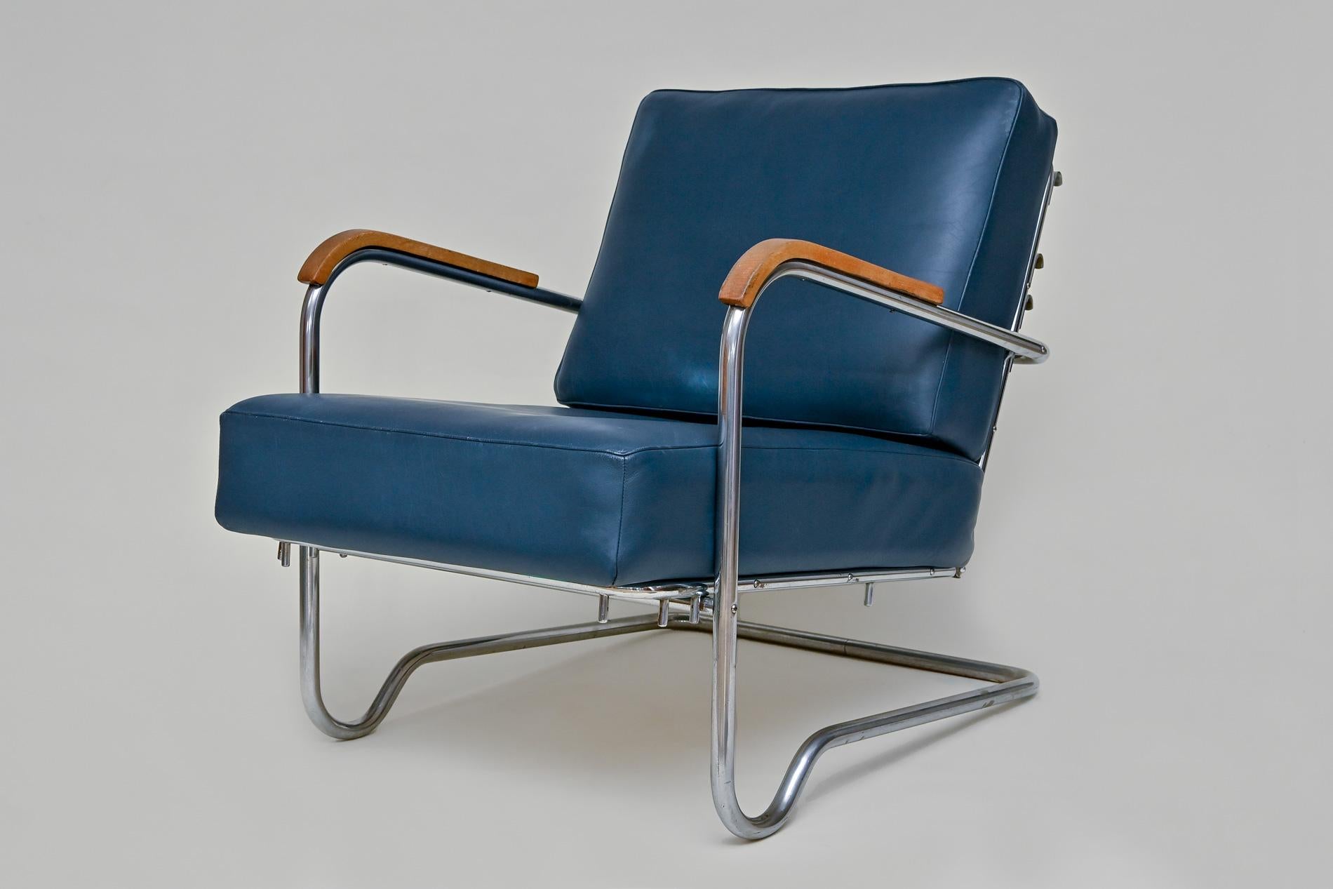 20th Century Lounge Chair with Foot Stool Steel Furniture German Desta Berlin 7