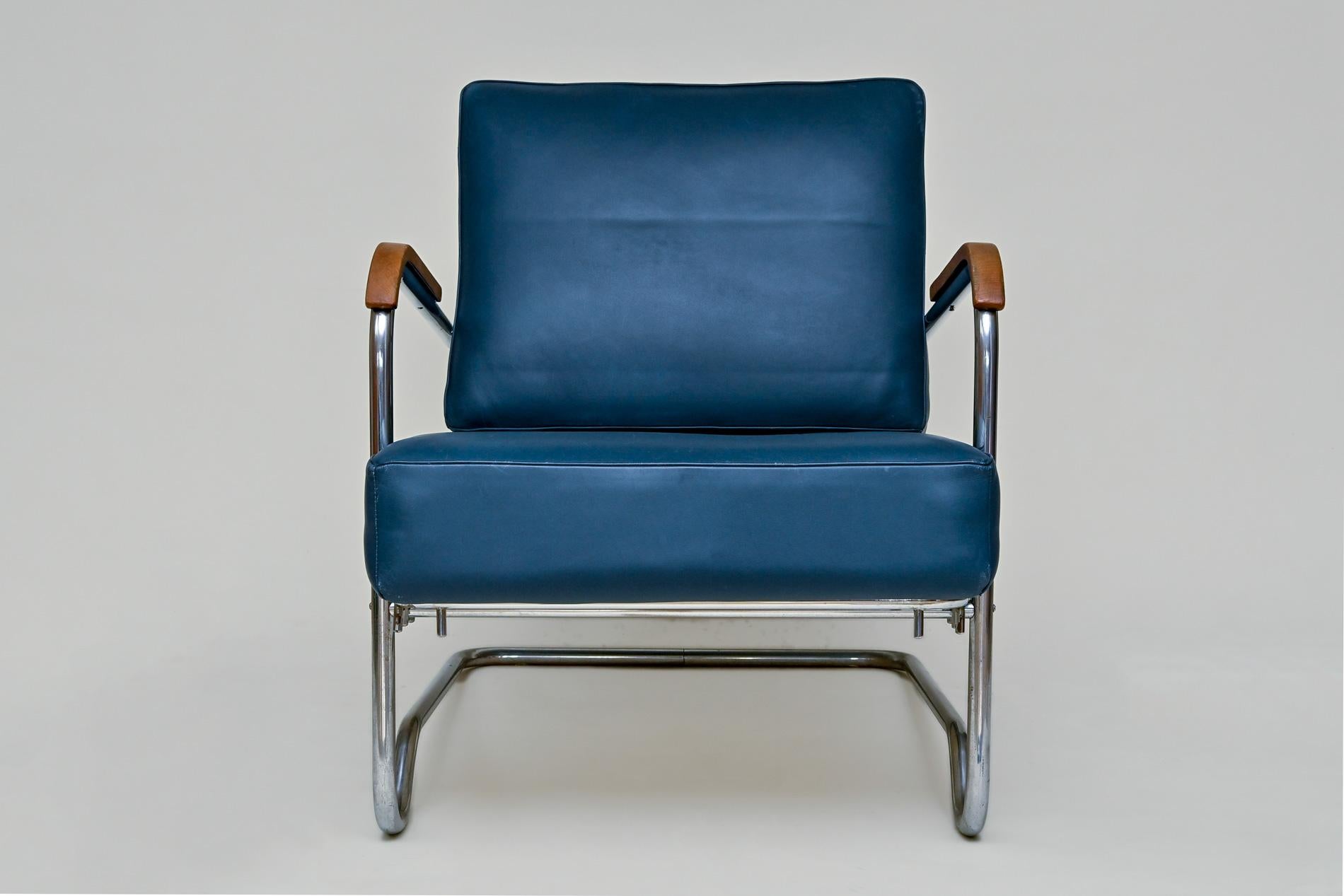 20th Century Lounge Chair with Foot Stool Steel Furniture German Desta Berlin 8