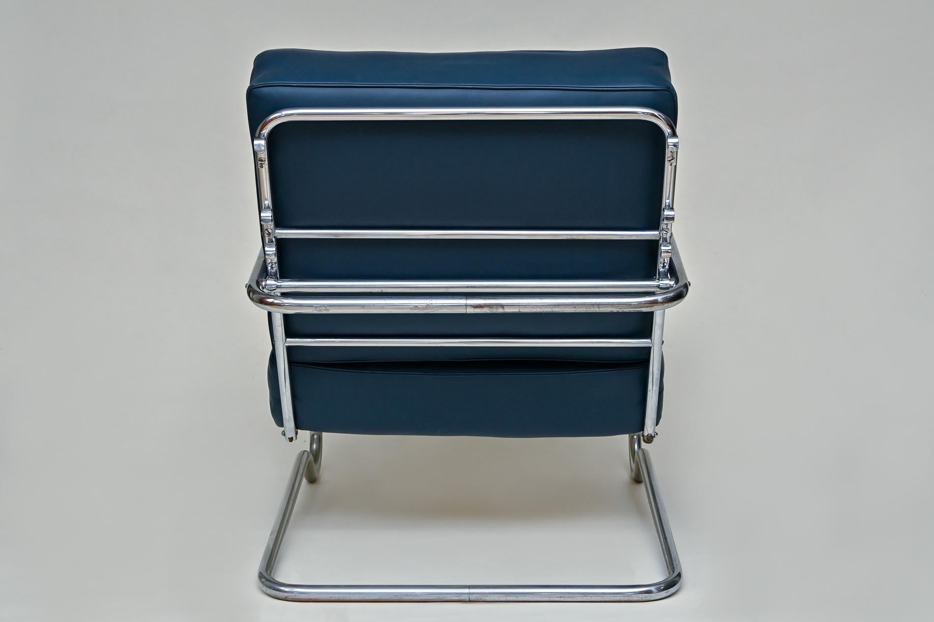 20th Century Lounge Chair with Foot Stool Steel Furniture German Desta Berlin 9