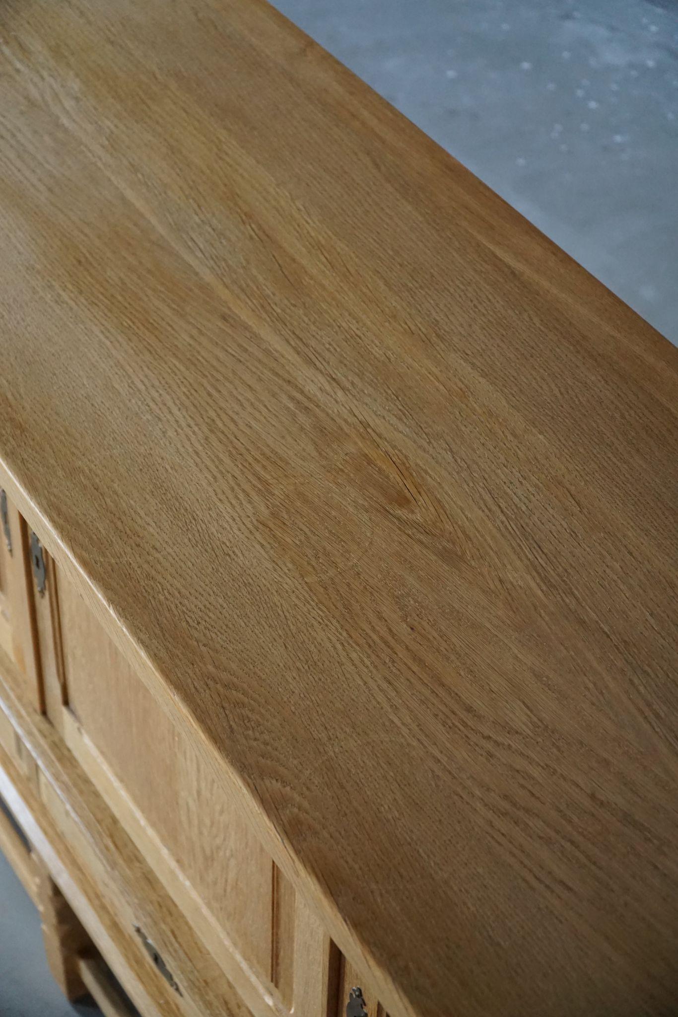 20th Century Low Sideboard in Solid Oak, by a Danish Cabinetmaker, Mid Century 8