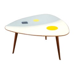20th Century Lucio Fontana Low Table with Backpainted Glass for Osvaldo Borsani