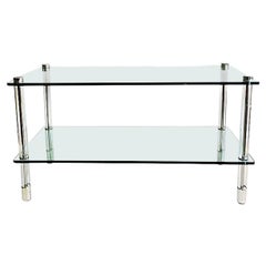 20th Century Lucite and Chrome Two-Tier Glass Top Table by, Pace Collection