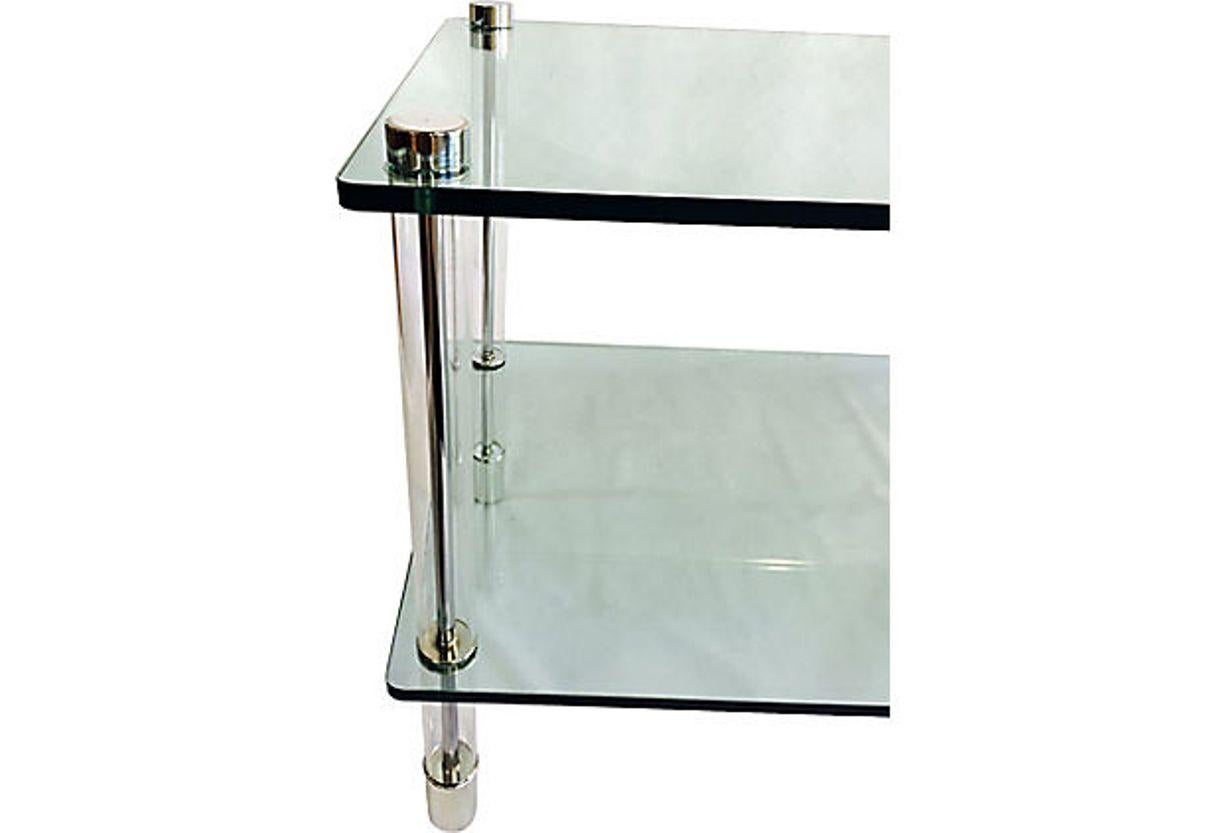 20th Century Lucite & Chrome Two-Tier Glass Top Table By, Pace Collection 2