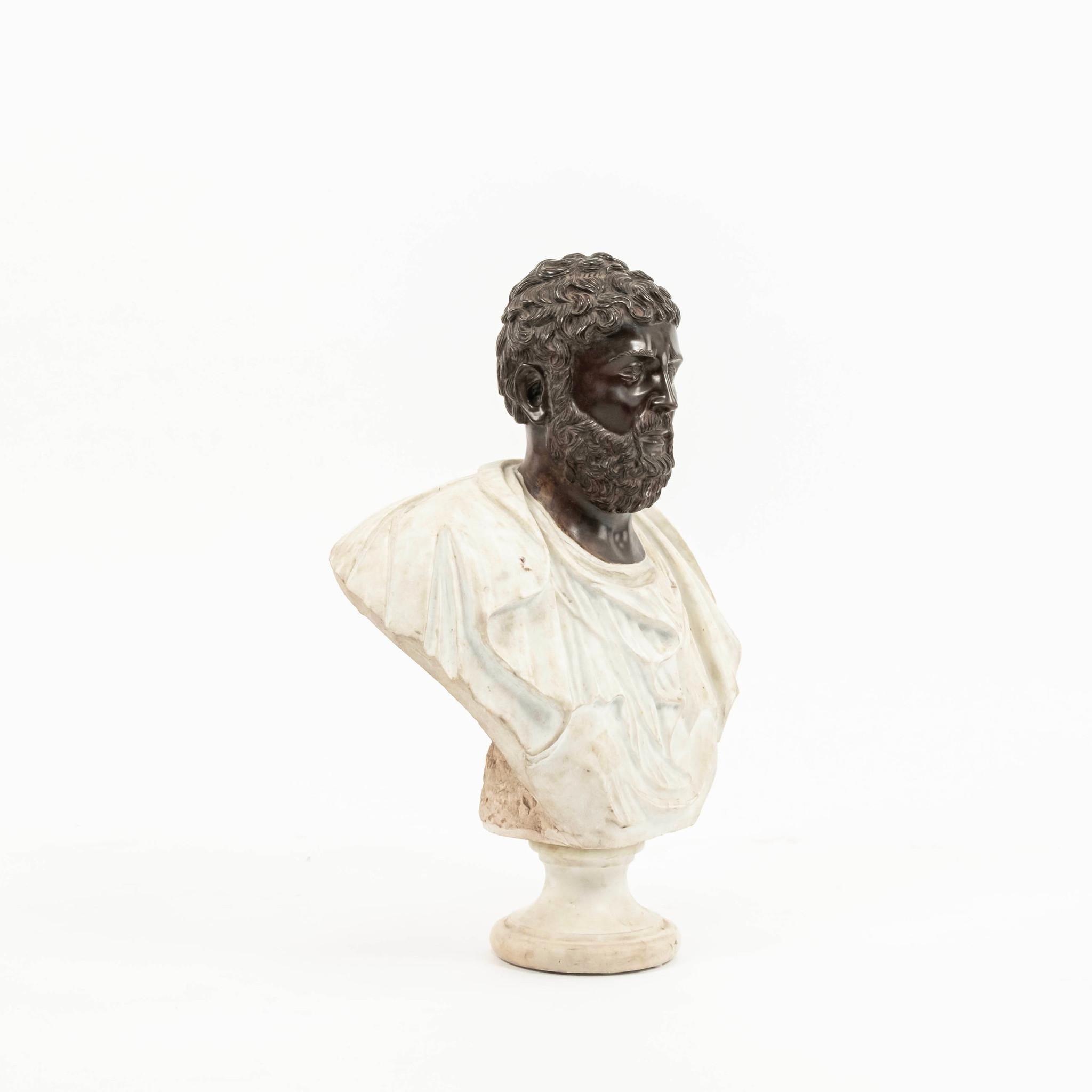 20ième siècle 20e siècle Lucius Verus et Marcus Aurelius Bronze marbré  Bustes romains en vente