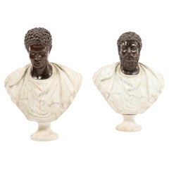 20th Century Lucius Verus and Marcus Aurelius Marble Bronze  Roman Busts