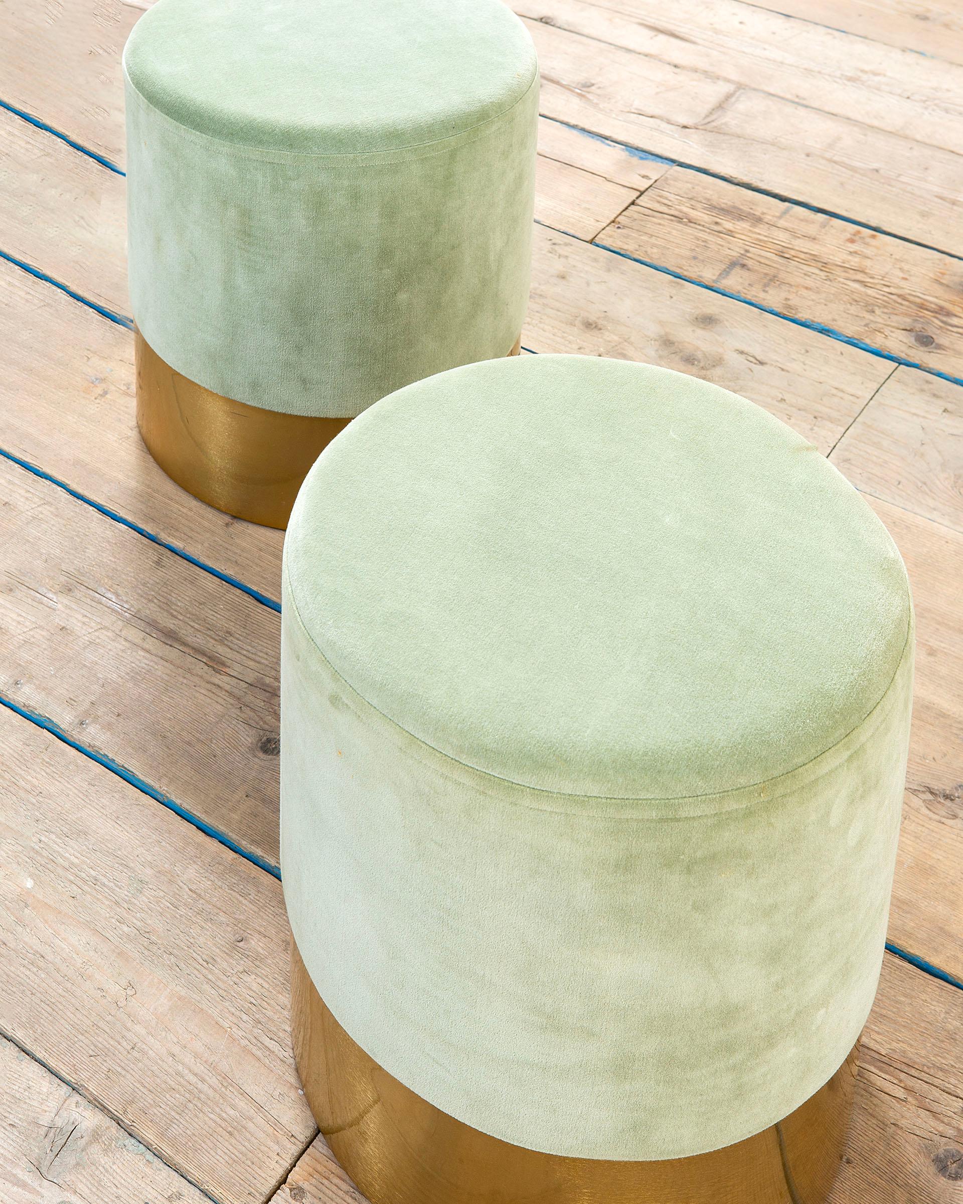 Mid-Century Modern 20th Century Luigi Caccia Dominioni Pair of Poufs mod. Cilindro for Azucena, 60s For Sale