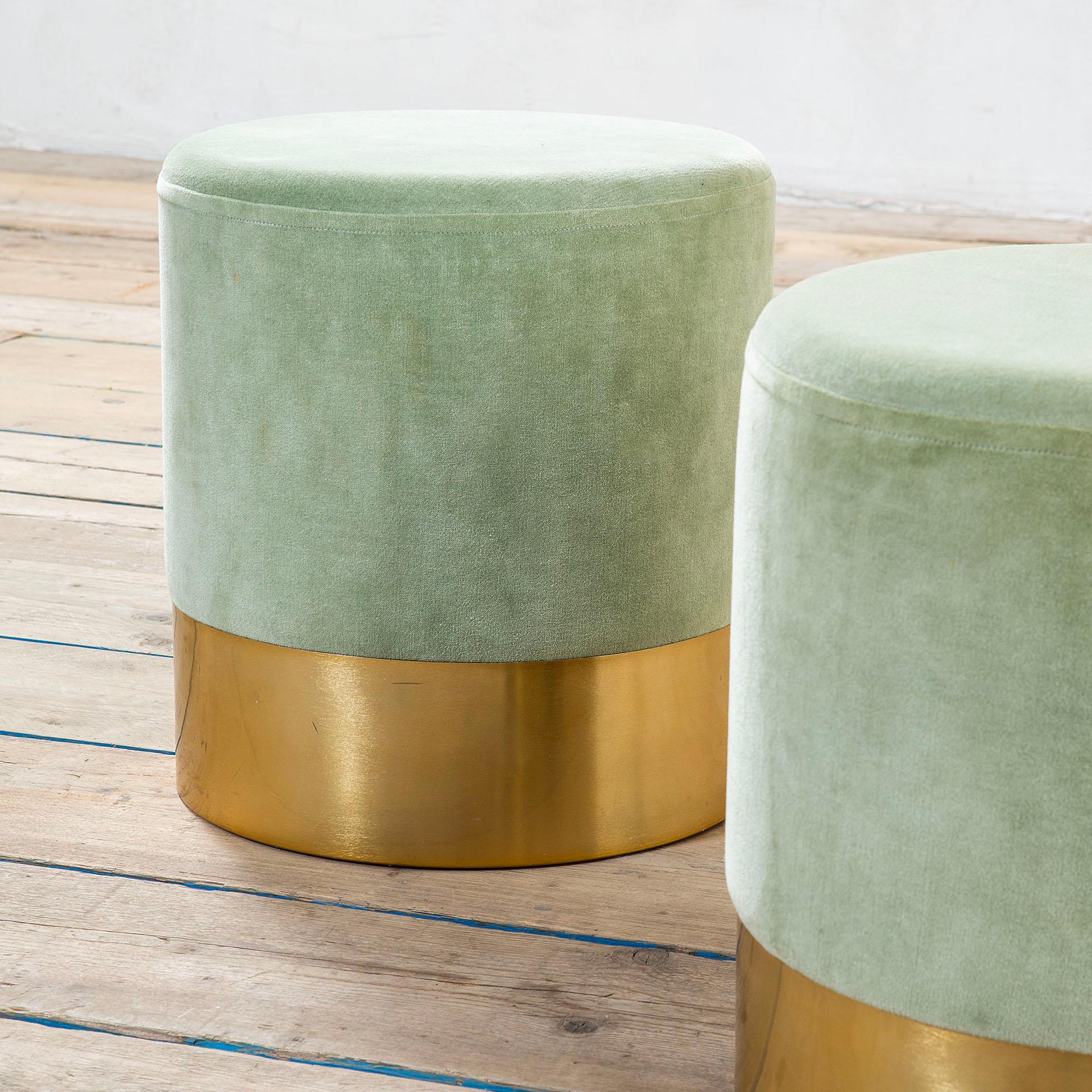 Brass 20th Century Luigi Caccia Dominioni Pair of Poufs mod. Cilindro for Azucena, 60s For Sale