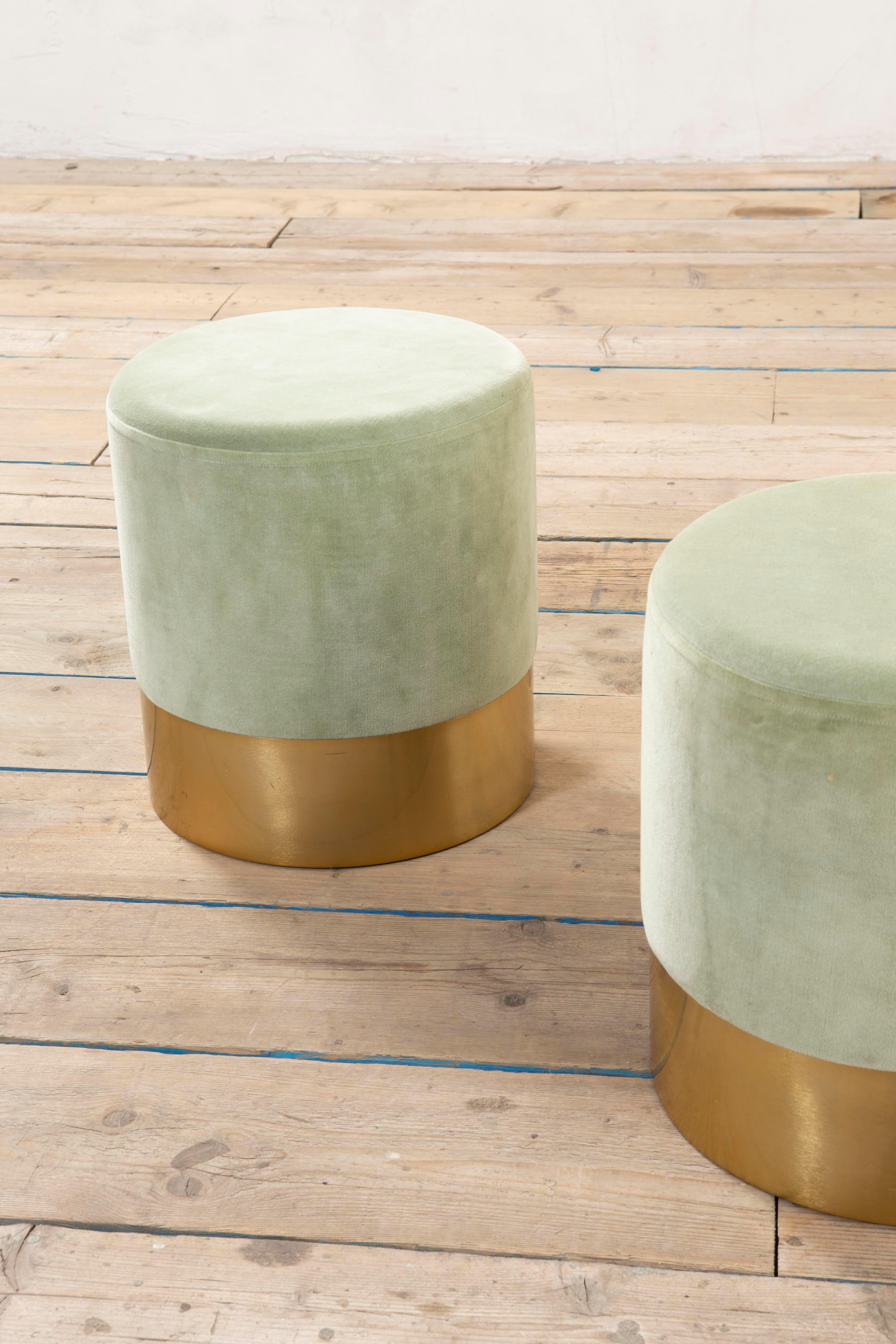 20th Century Luigi Caccia Dominioni Pair of Poufs mod. Cilindro for Azucena, 60s For Sale 1