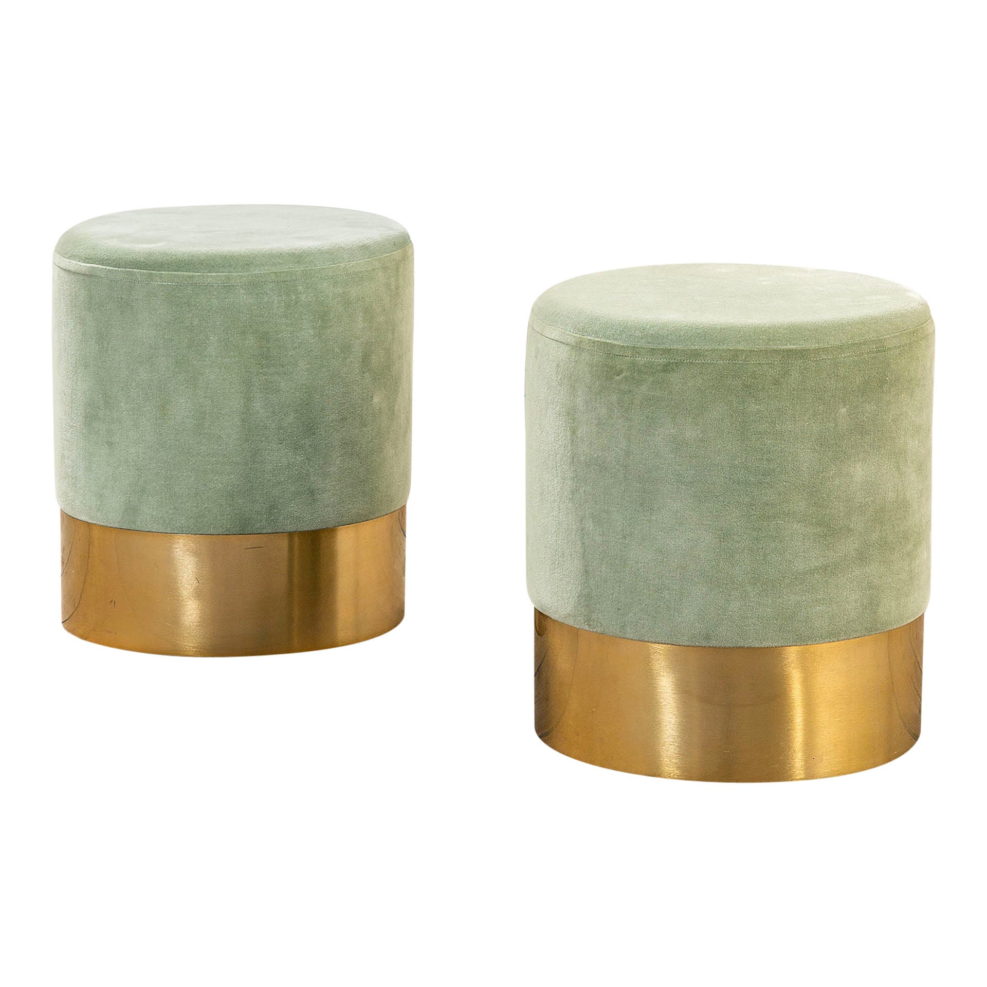 20th Century Luigi Caccia Dominioni Pair of Poufs mod. Cilindro for Azucena, 60s For Sale