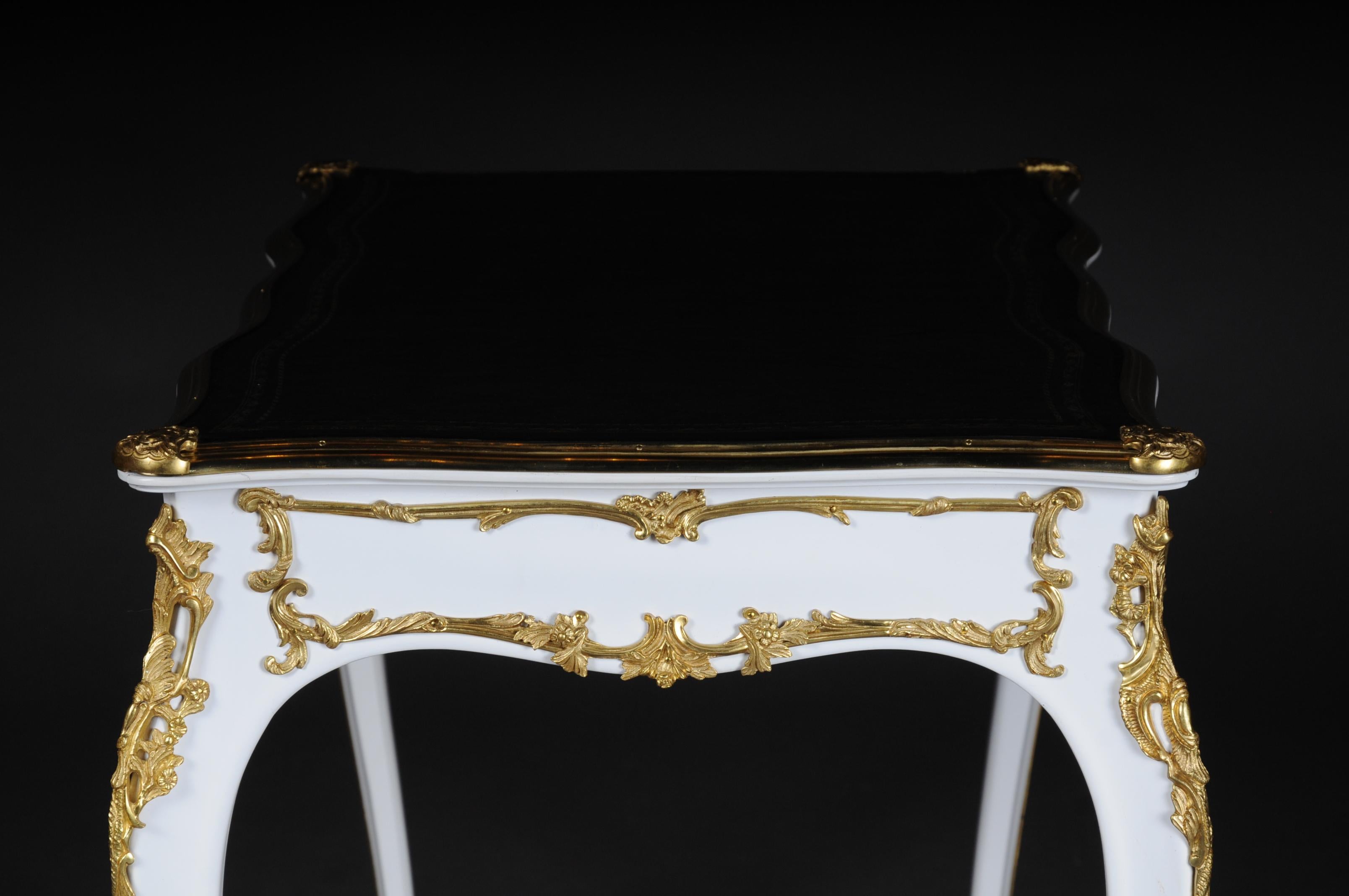 20th Century Luxurious White Bureau Plat / Writing Desk in Louis XV Style For Sale 6