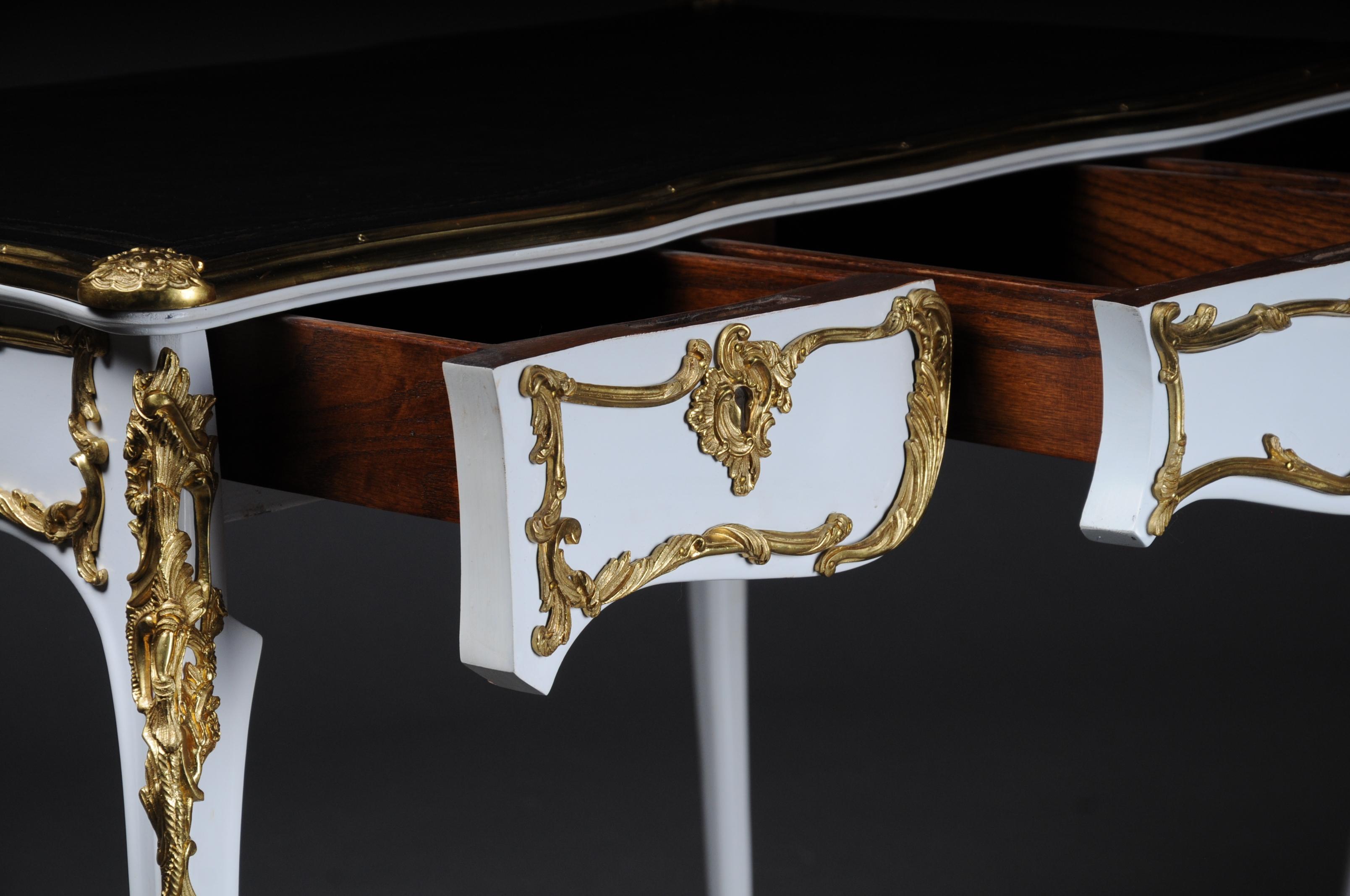 20th Century Luxurious White Bureau Plat / Writing Desk in Louis XV Style For Sale 8