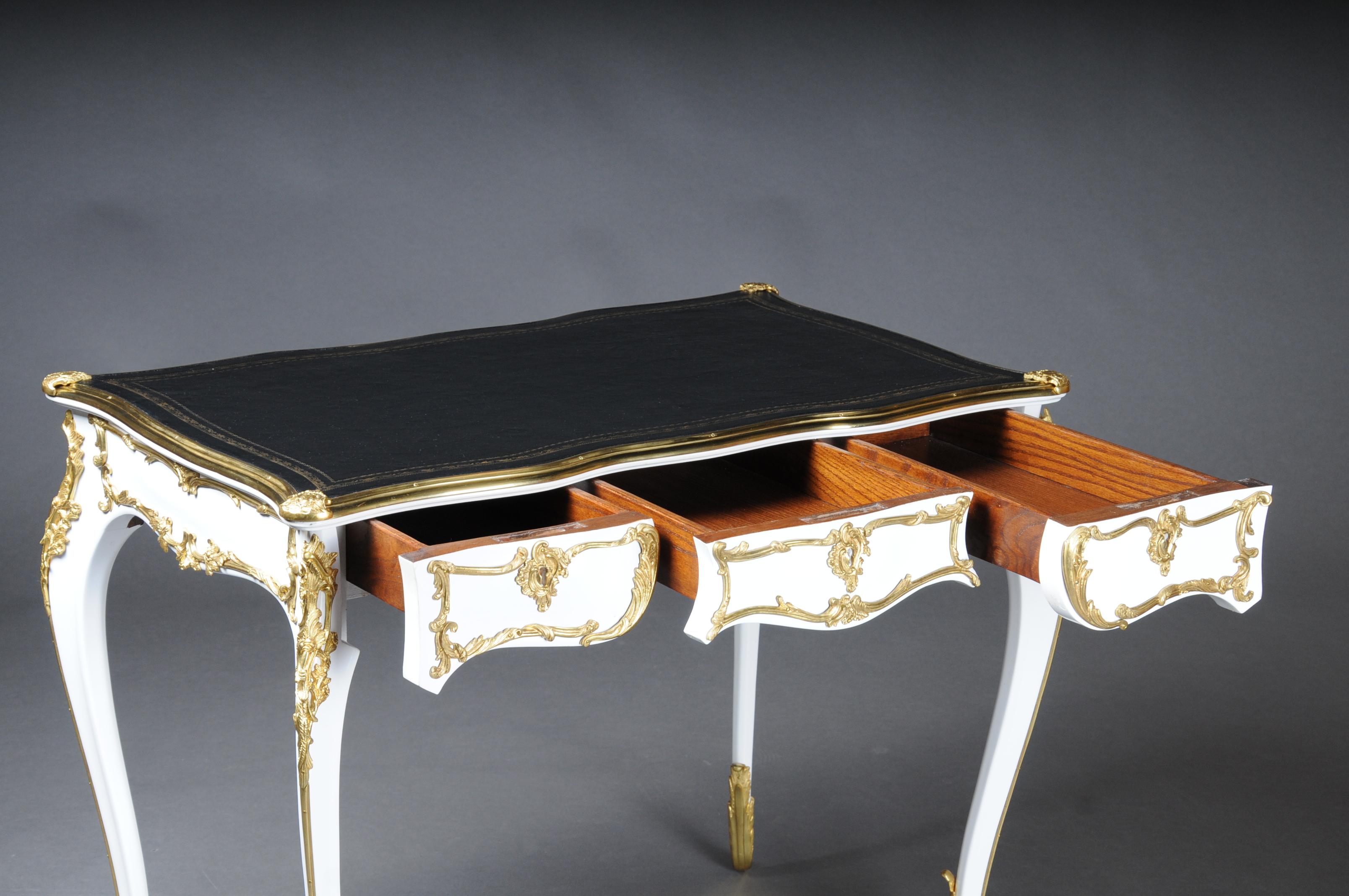 20th Century Luxurious White Bureau Plat / Writing Desk in Louis XV Style For Sale 10