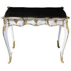 20th Century Luxurious White Bureau Plat / Writing Desk in Louis XV Style