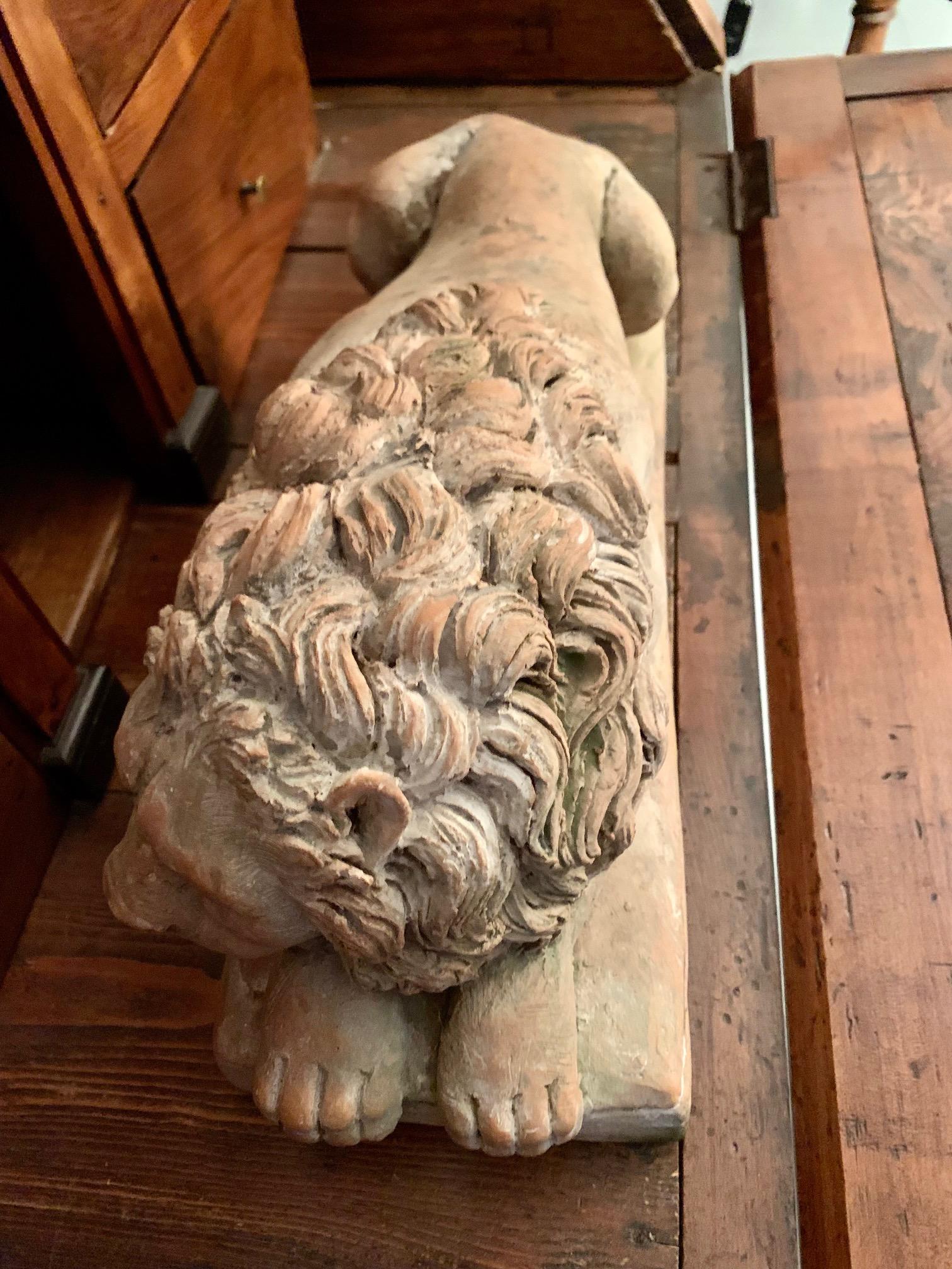 Lyngl-Löwen-Skulptur aus Terrakotta aus dem 20. Jahrhundert im Angebot 4