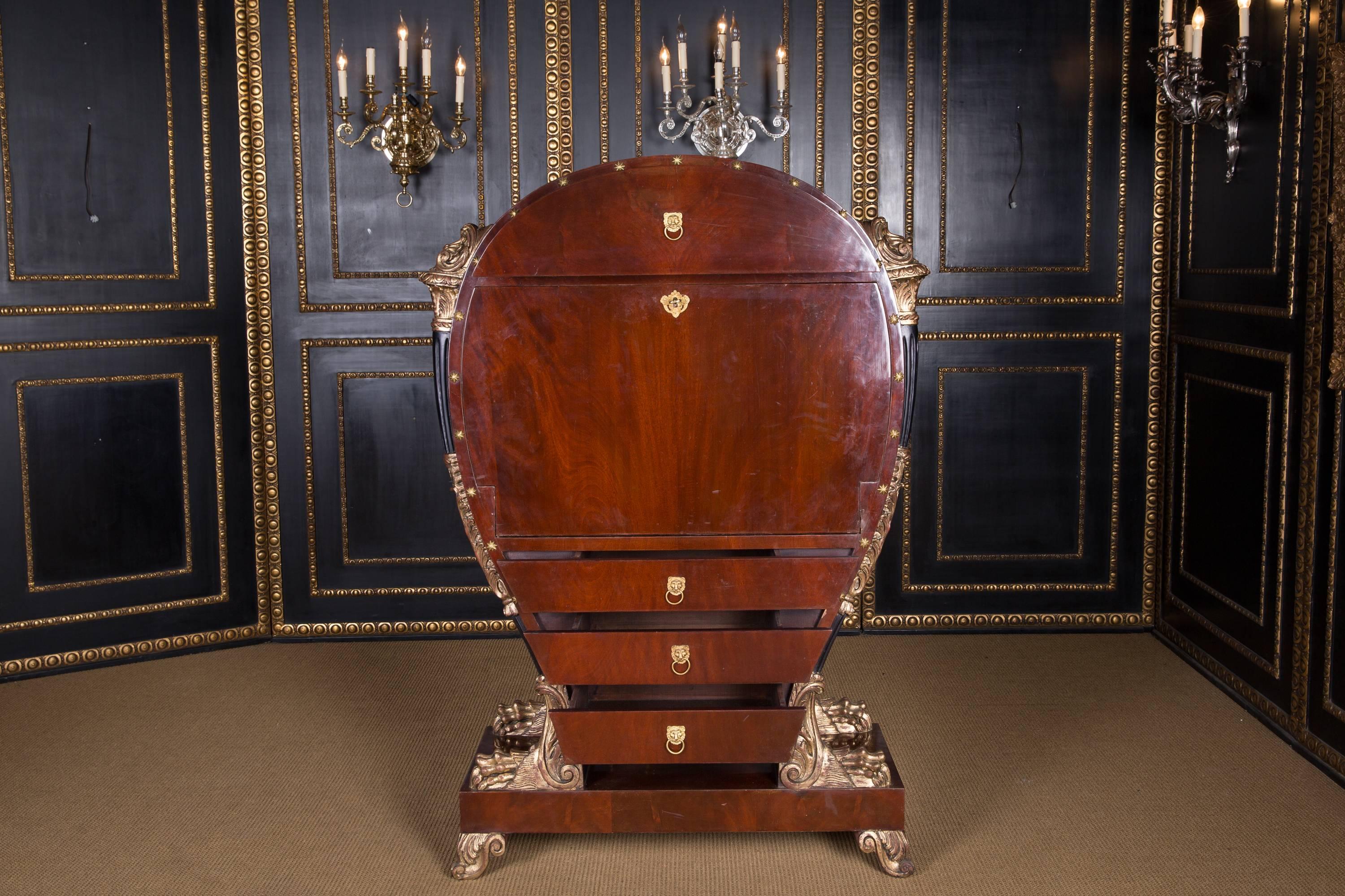 Autrichien Secrétaire Lyra de Vienne du 20ème siècle en placage d'acajou de style Biedermeier