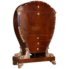 Secrétaire Lyra de Vienne du 20ème siècle en placage d'acajou de style Biedermeier