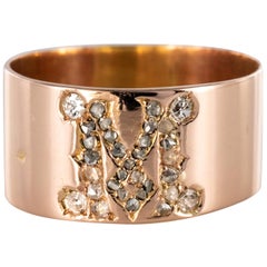 20th Century "M" Diamond 18 Karat Rose Gold Bangle Ring