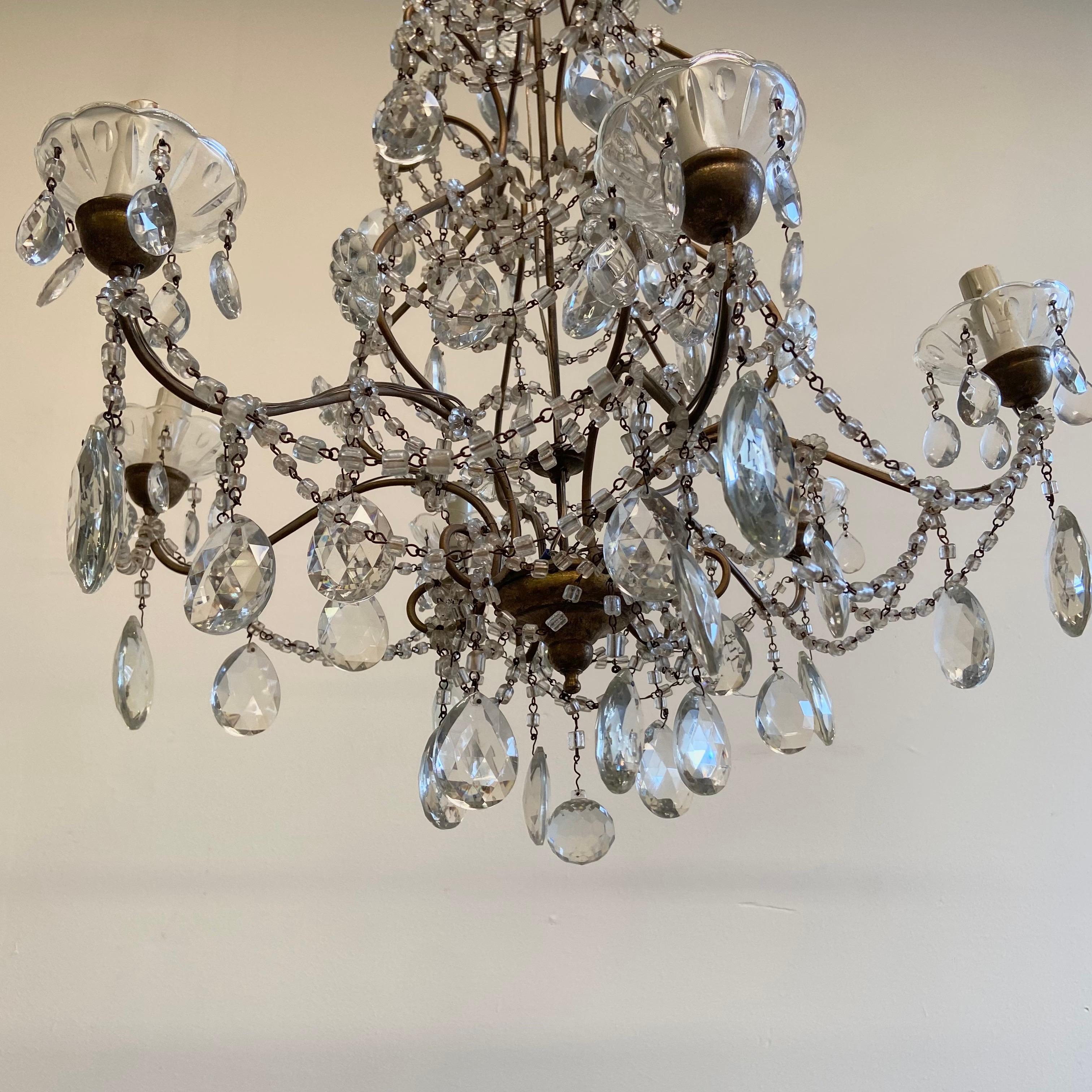 20th Century Macaroni Bead Chandelier In Good Condition For Sale In Brea, CA