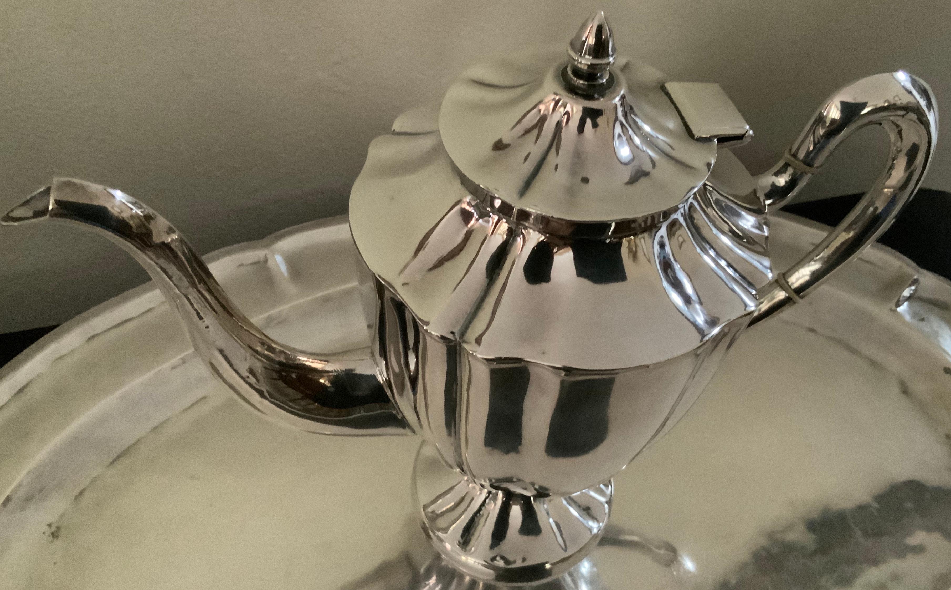 Neoclassical Revival 20th Century Maciel Mexican Sterling Silver Tea Set For Sale