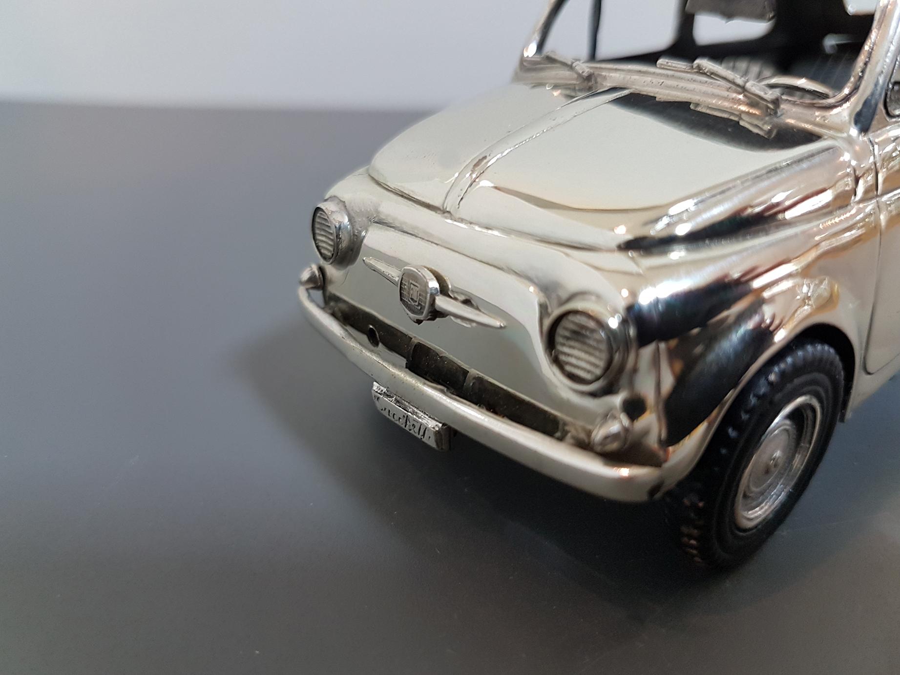 20th Century Made in Italy Sterling Silver Car Fiat 500F 3