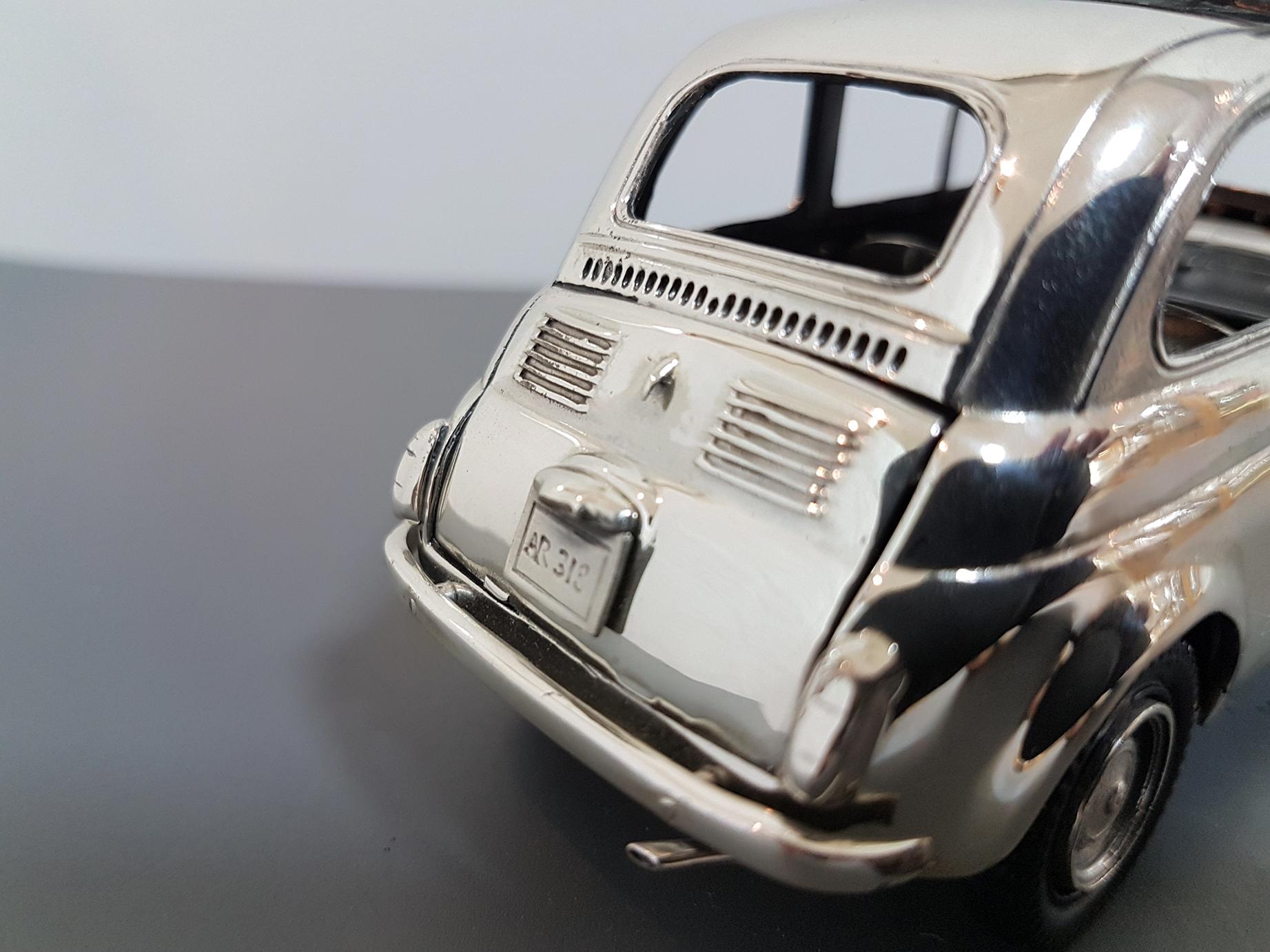 20th Century Made in Italy Sterling Silver Car Fiat 500F 2
