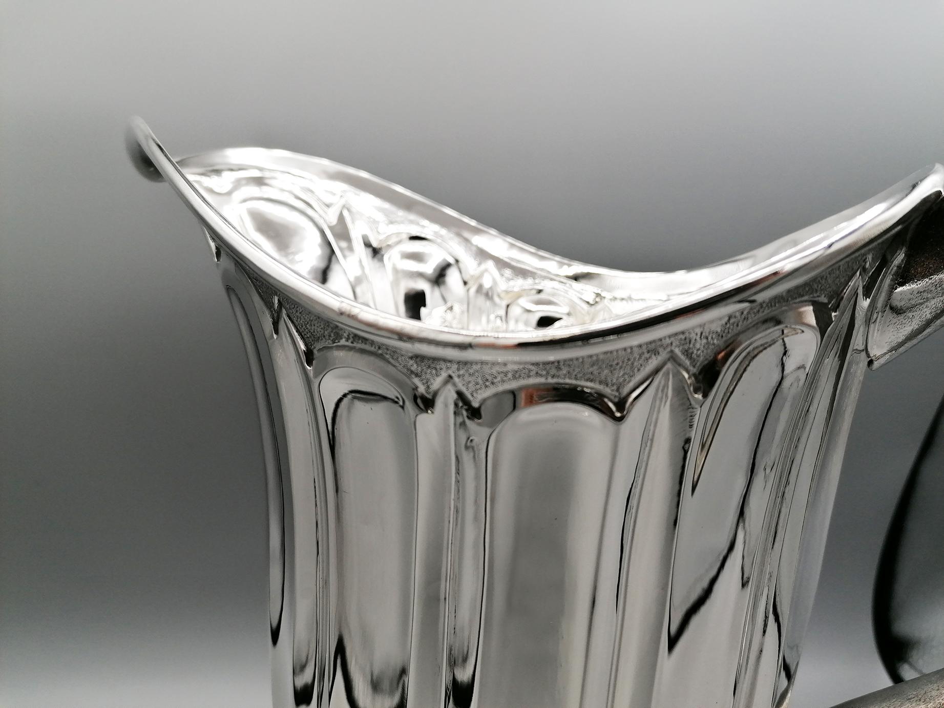 Hand-Crafted 20th Century Made in Italy Sterling Silver Jug For Sale