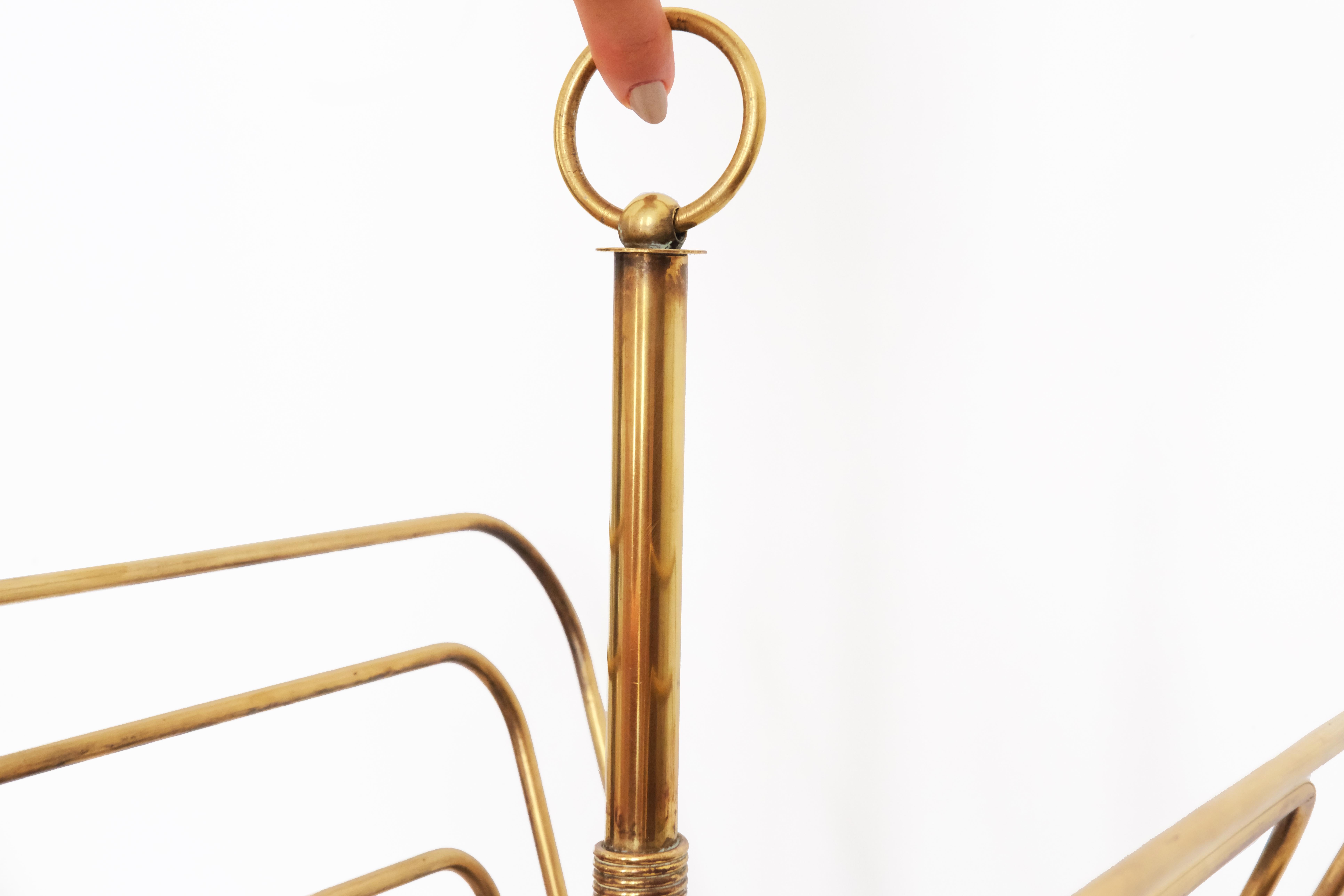 20th Century Magazine Rack in Brass & Wood by French Designer Jacques Adnet For Sale 8