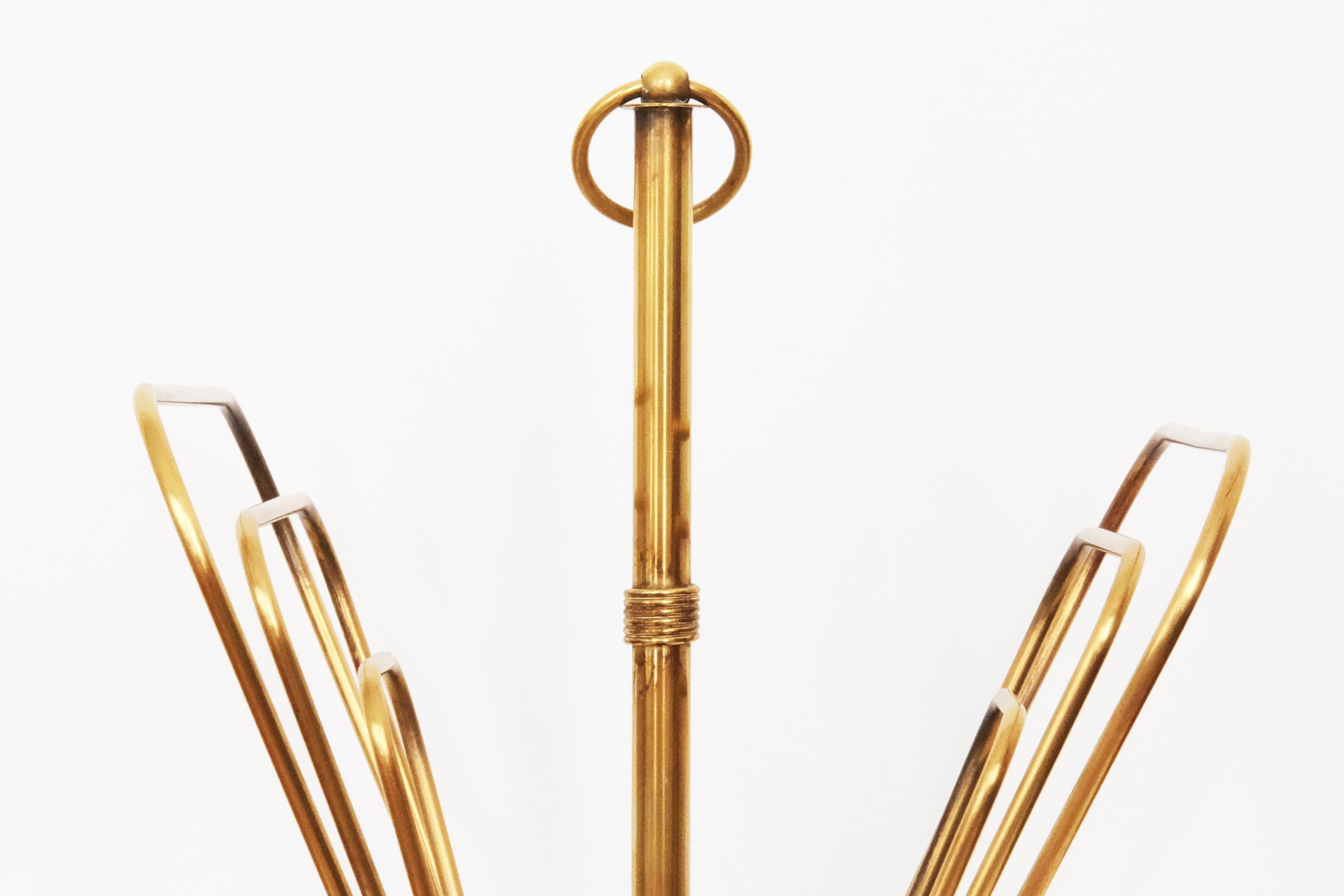 20th Century Magazine Rack in Brass & Wood by French Designer Jacques Adnet For Sale 4