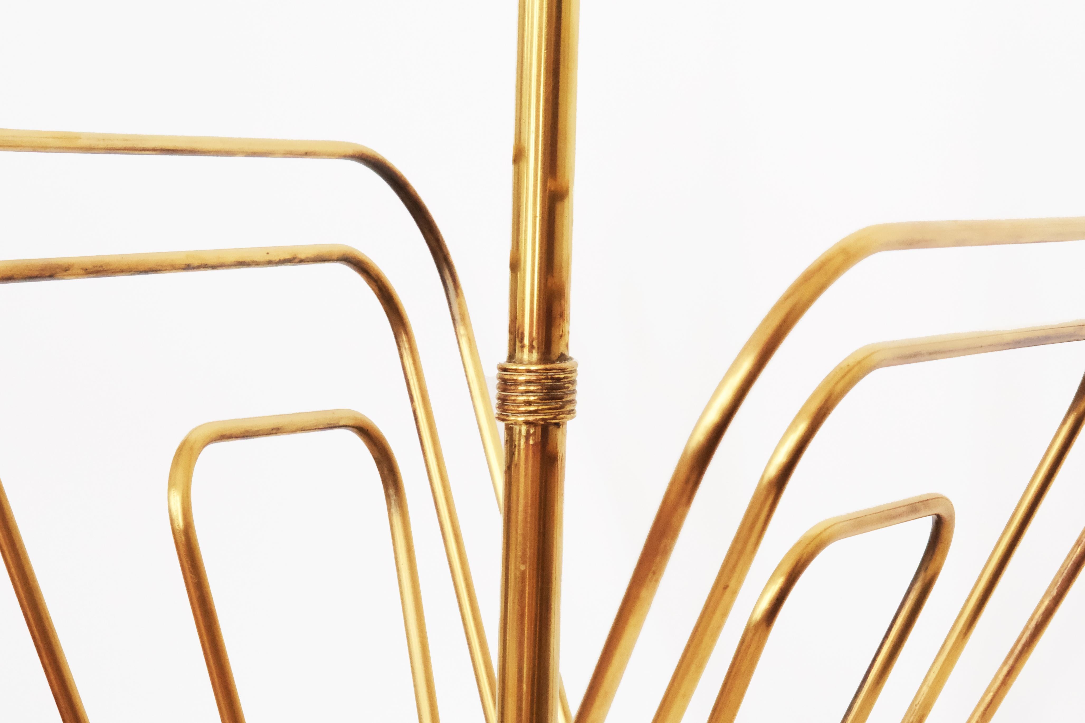 20th Century Magazine Rack in Brass & Wood by French Designer Jacques Adnet For Sale 6