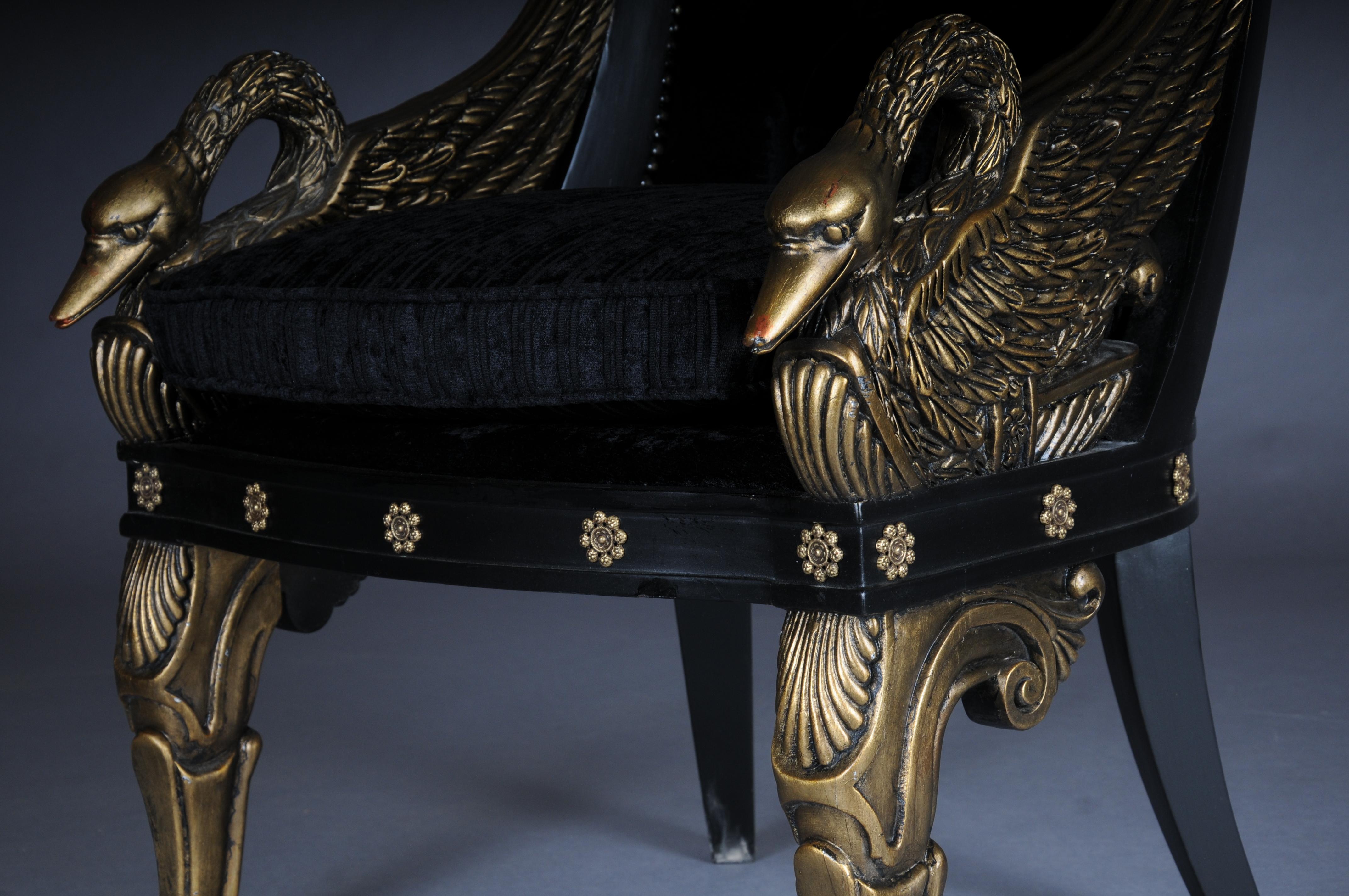 Bronzo Magnifica sedia/bergere impero del 20° secolo, nera e dorata in vendita