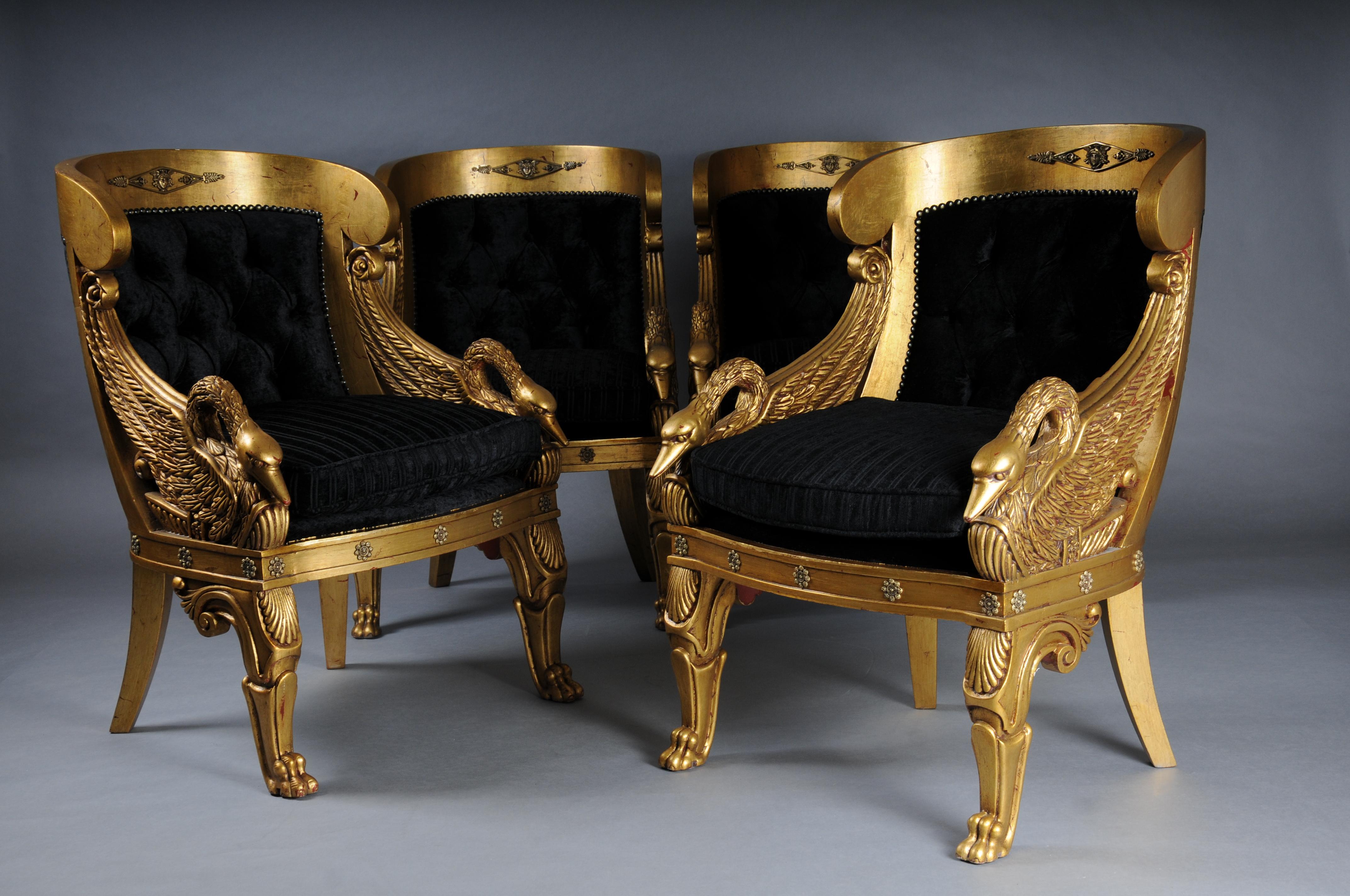 Siglo XX Magnífica Silla/Bergere Cisne Imperio, dorada en venta 13
